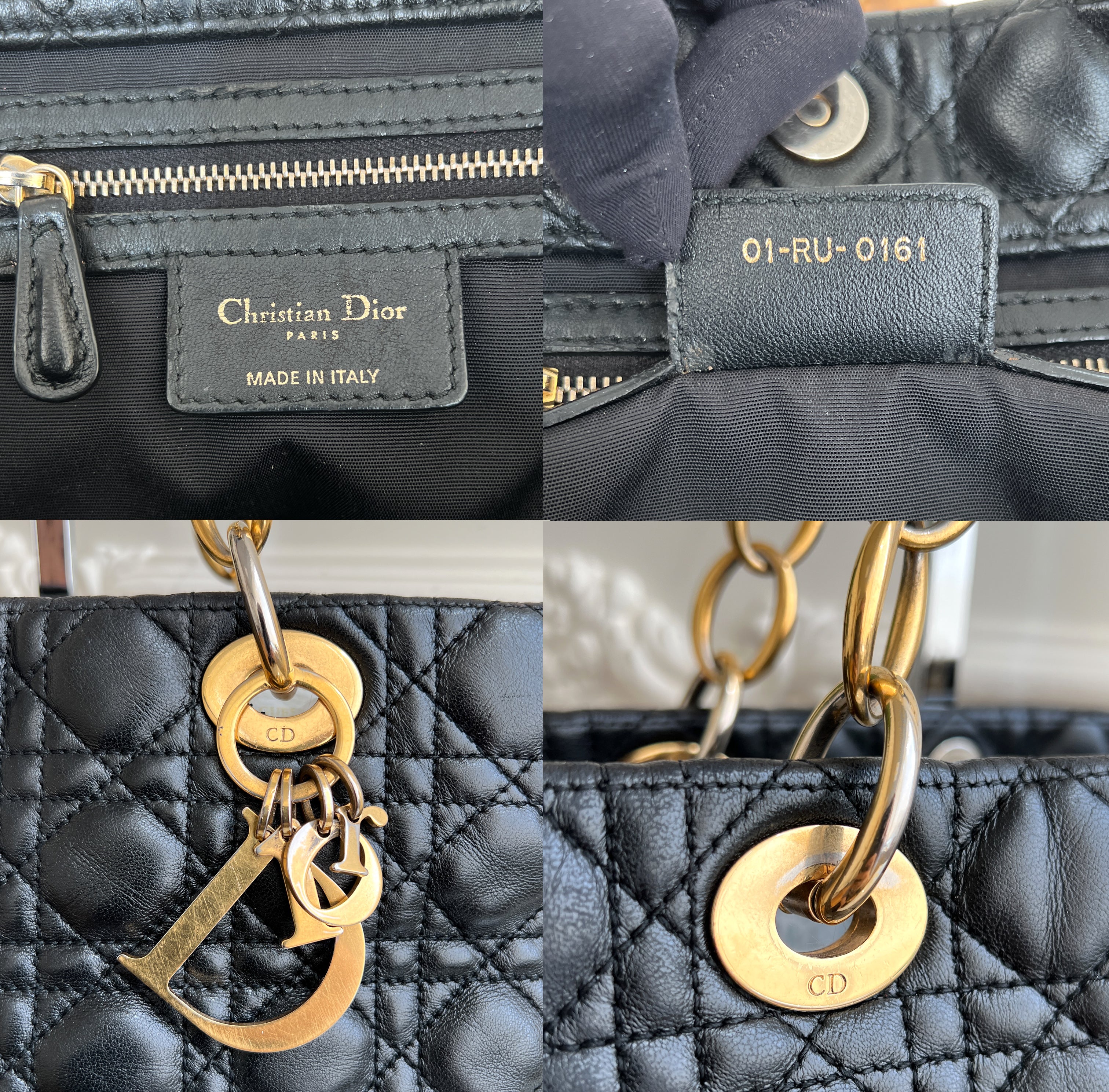 Christian Dior Tote Canage Black Quilted Leather Bag