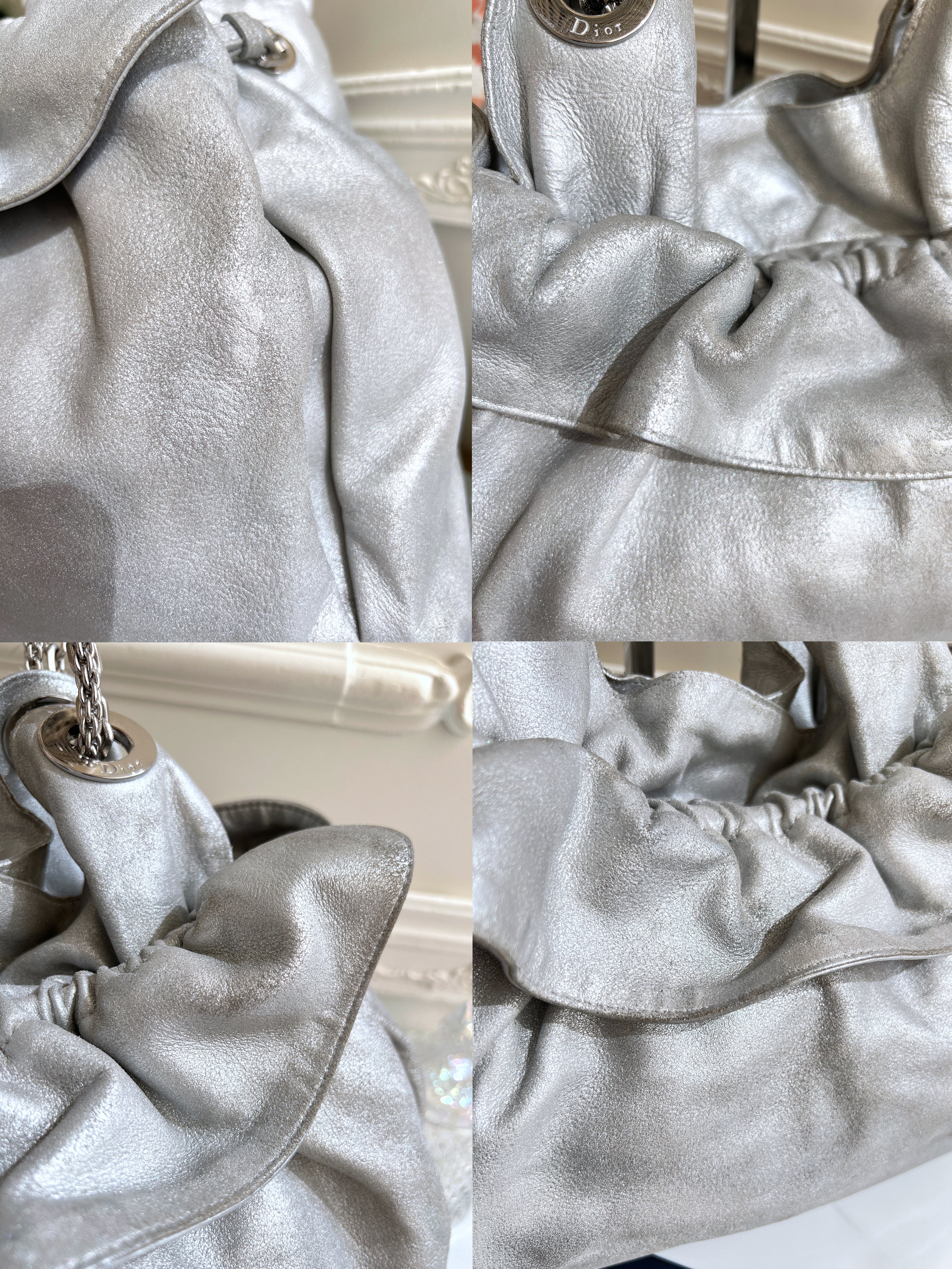 Christian Dior Le Trente Silver Leather Hobo Shoulder Bag
