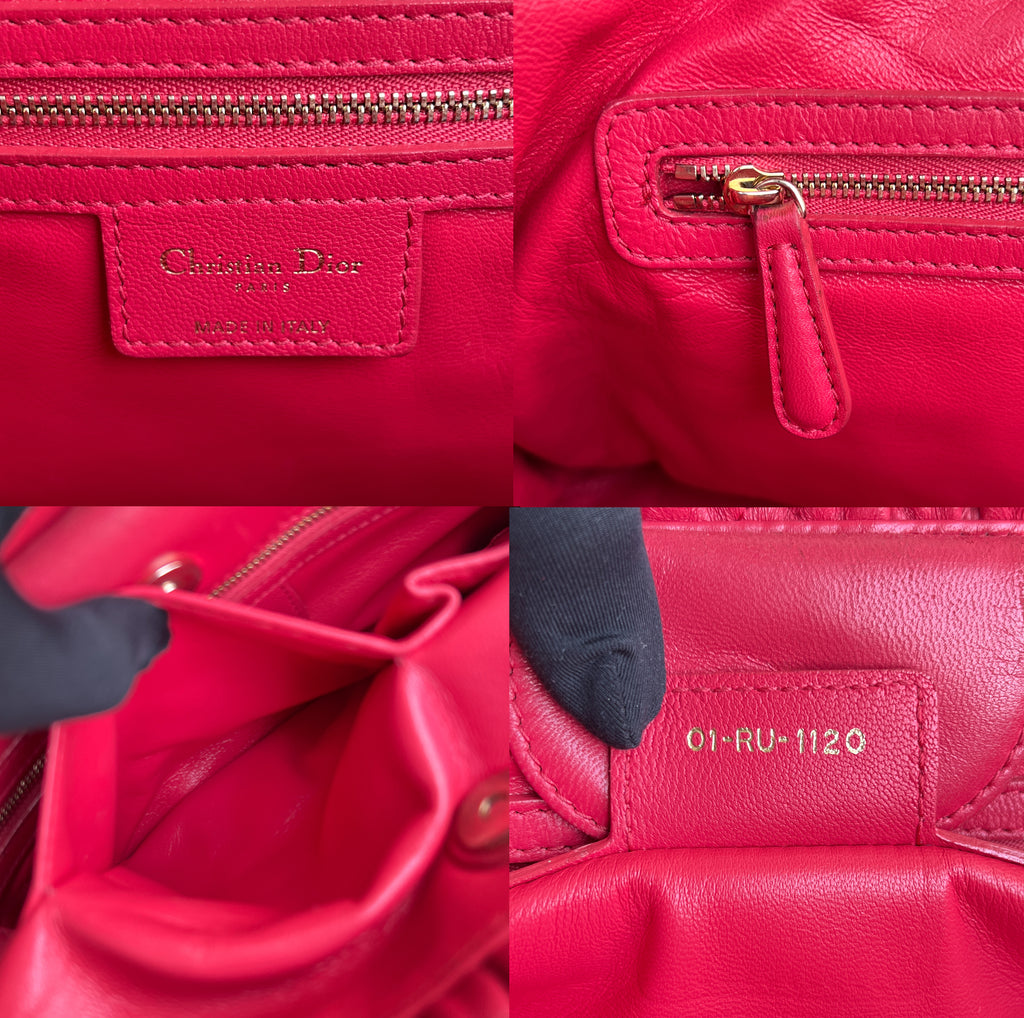 Christian Dior Red Delices Gaufre Cannage Soft Leather Quilted Bag