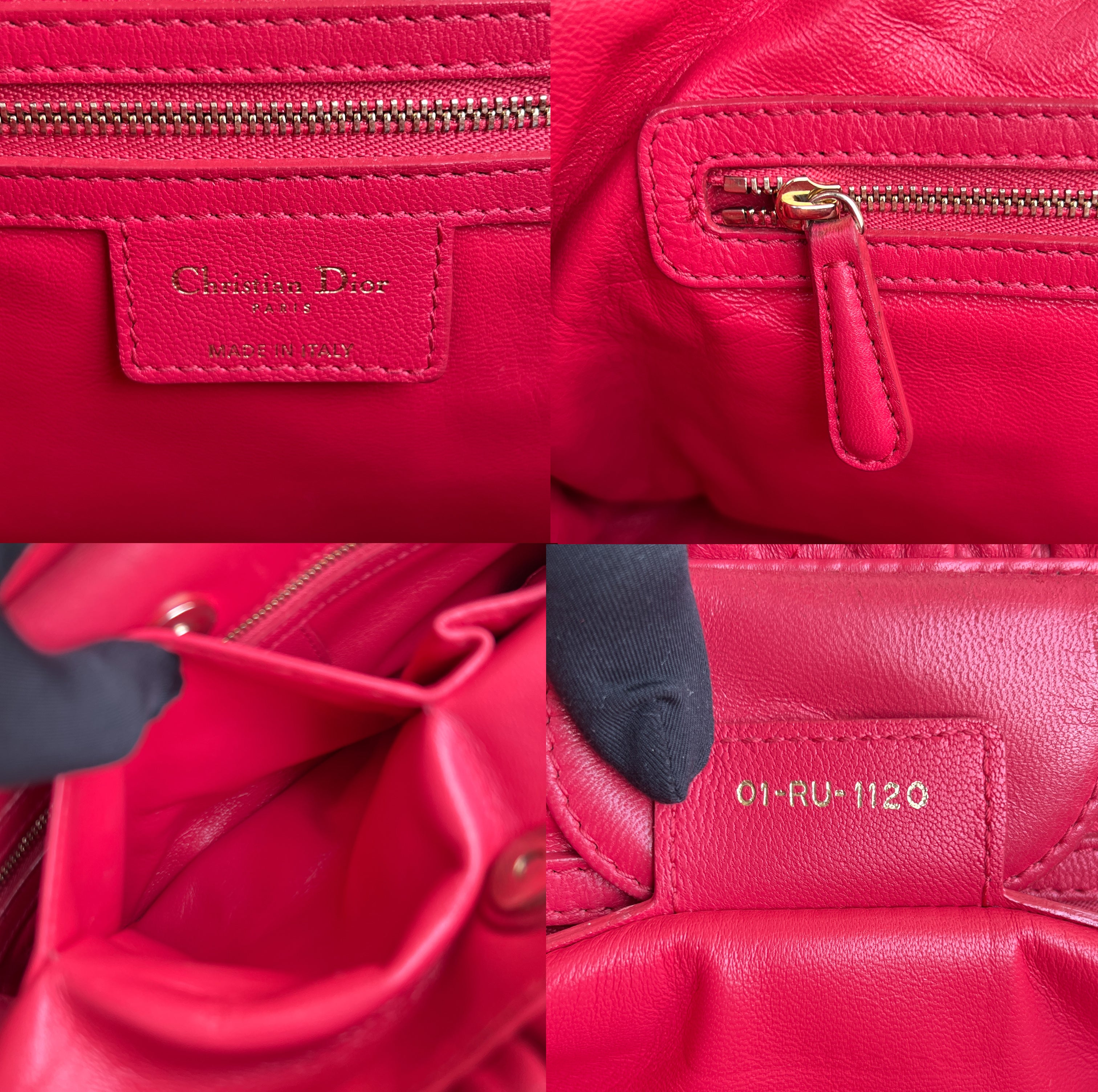 Christian Dior Red Delices Gaufre Cannage Soft Leather Quilted Bag