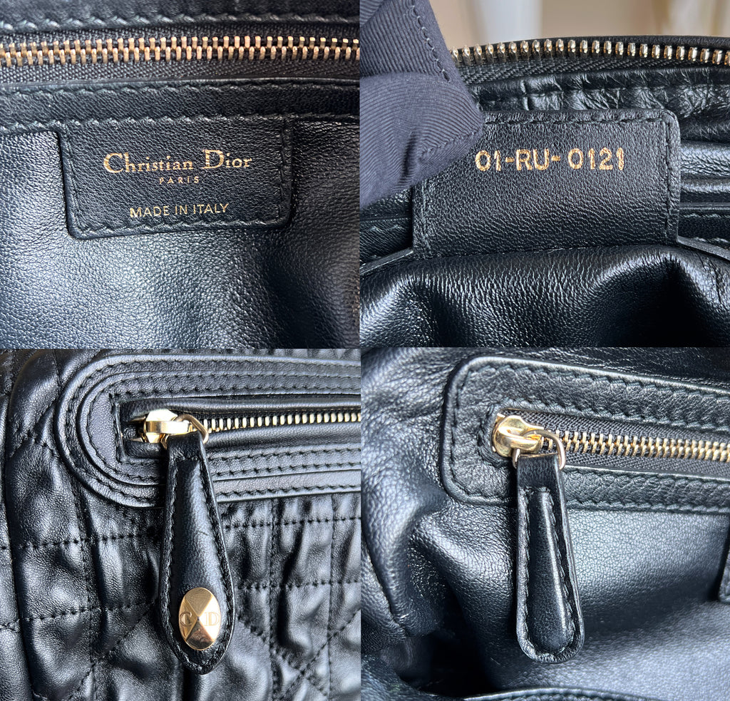 Christian Dior Gaufre Lambskin Canage Delidior Delices Black Bag