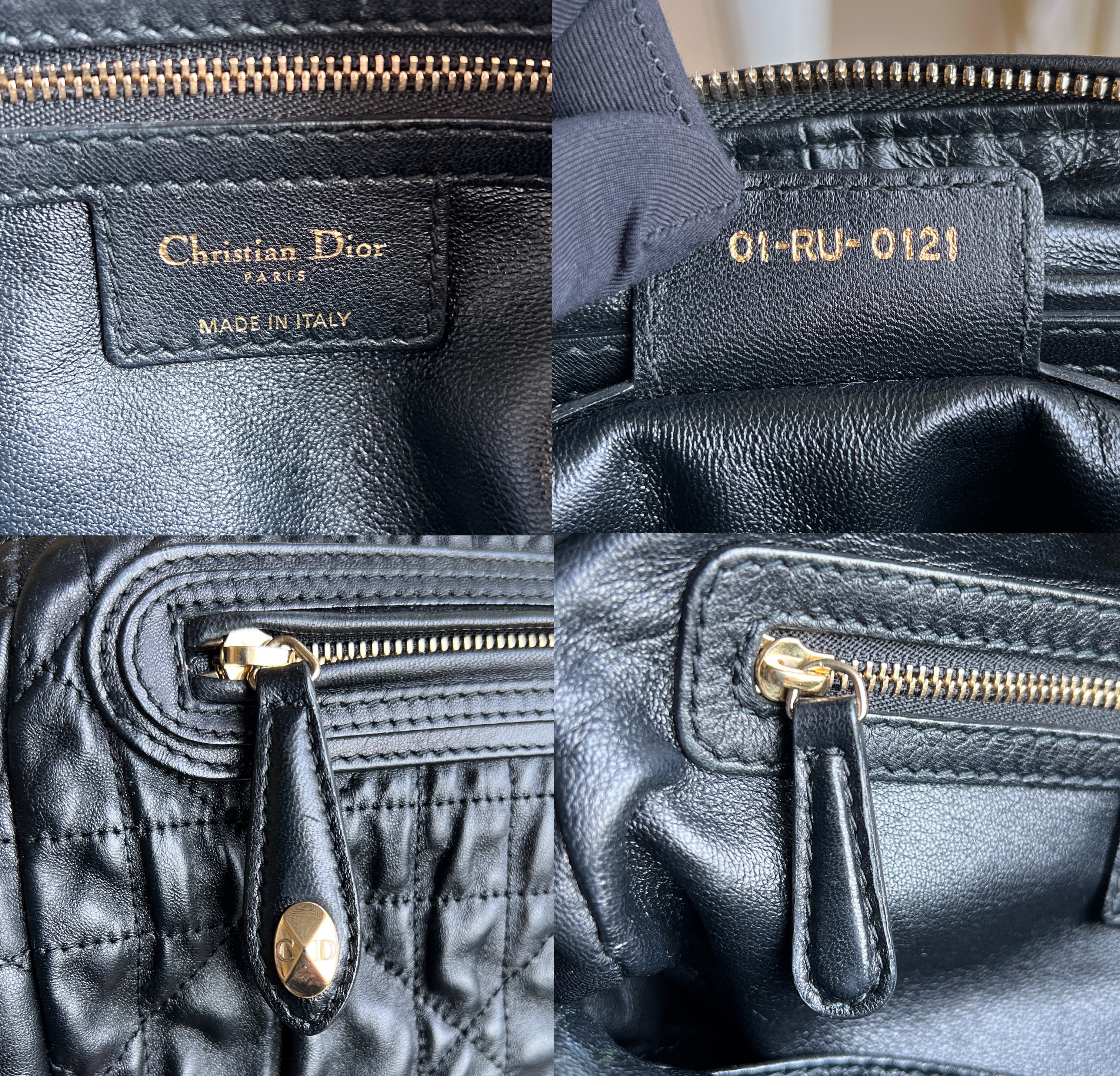 Christian Dior Gaufre Lambskin Canage Delidior Delices Black Bag