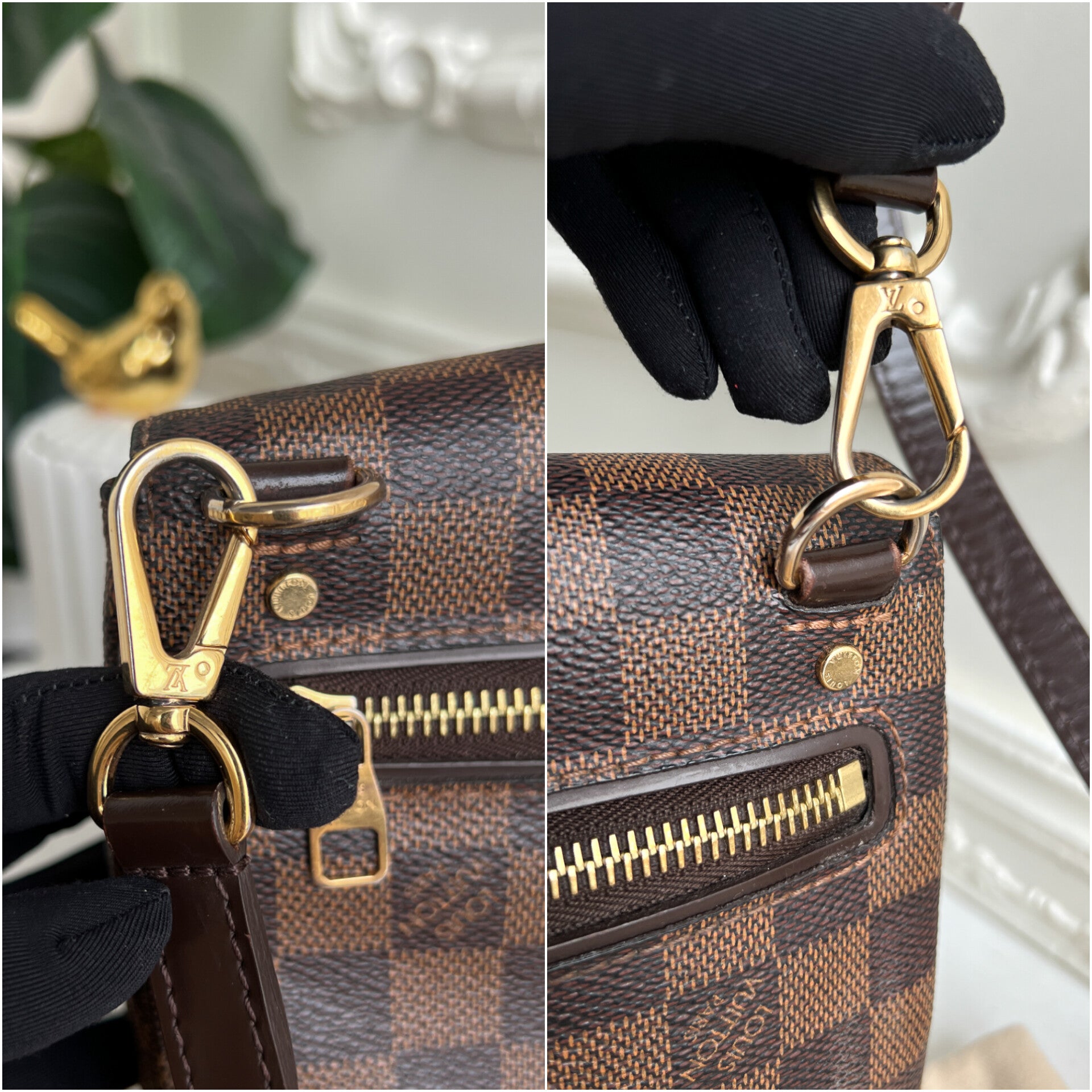 Authentic Louis Vuitton Hoxton Pm damier ebene crossbody clutch bag