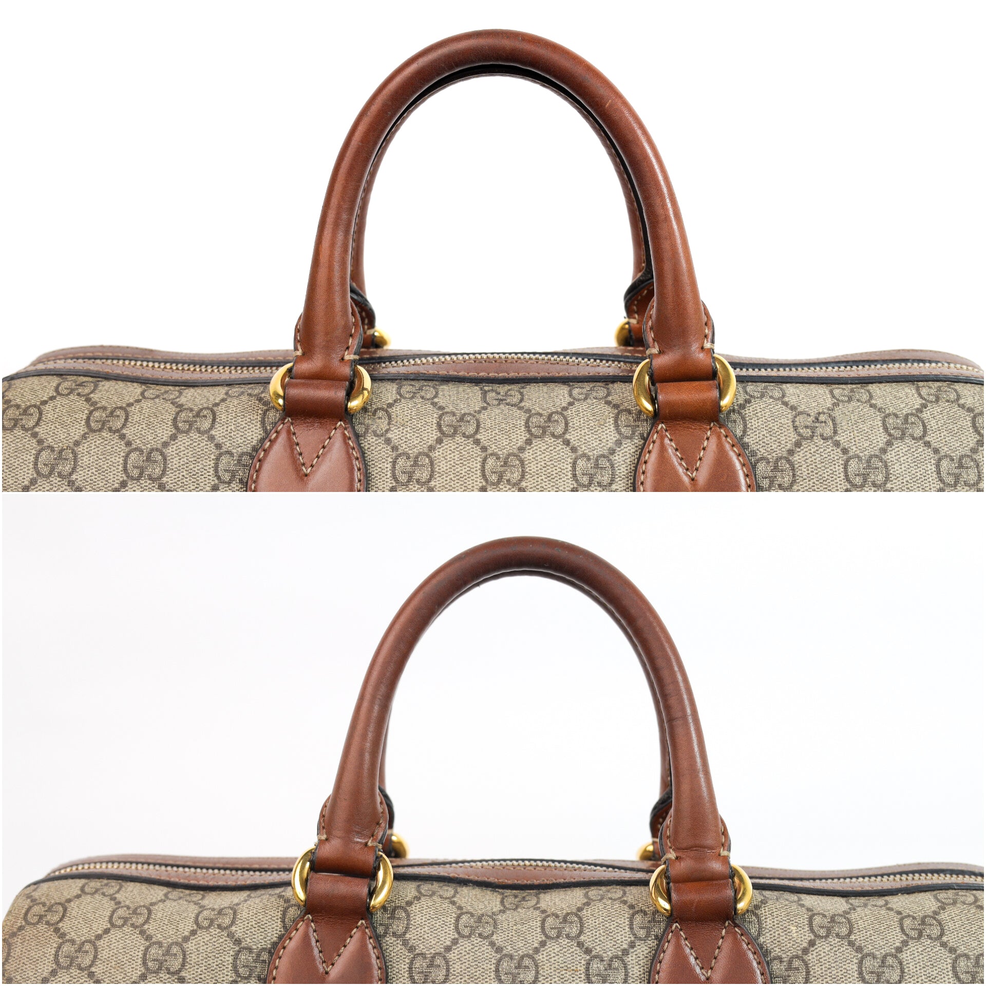 Authentic Gucci Boston Supreme Medium  Brown in Leather Canvas Monogram Satchel