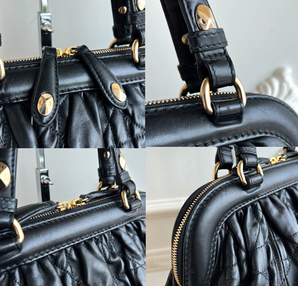 Christian Dior Gaufre Cannage Leather Black Lambskin Delices Bag