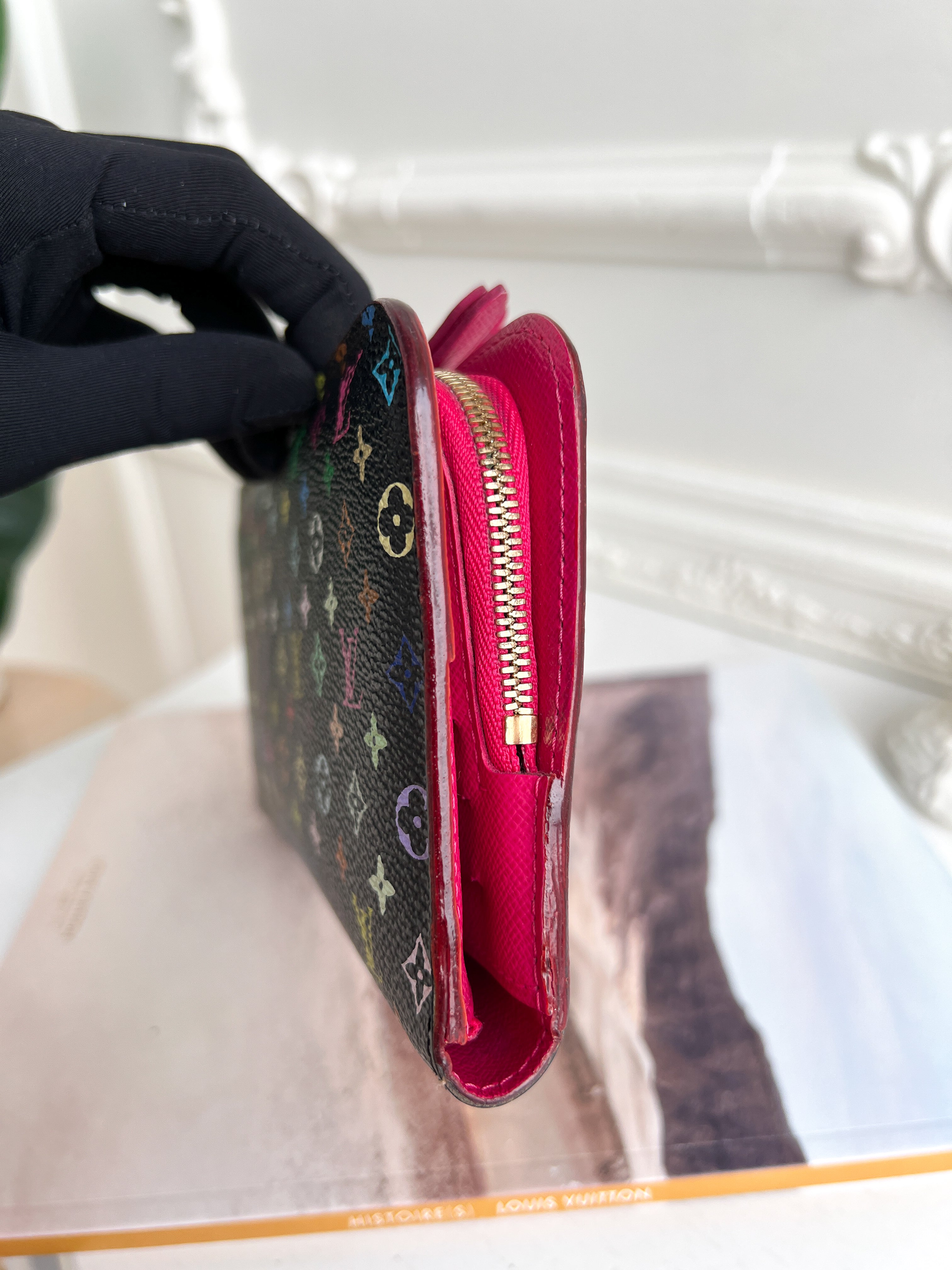 Authentic Louis Vuitton long monogram multicolor black wallet