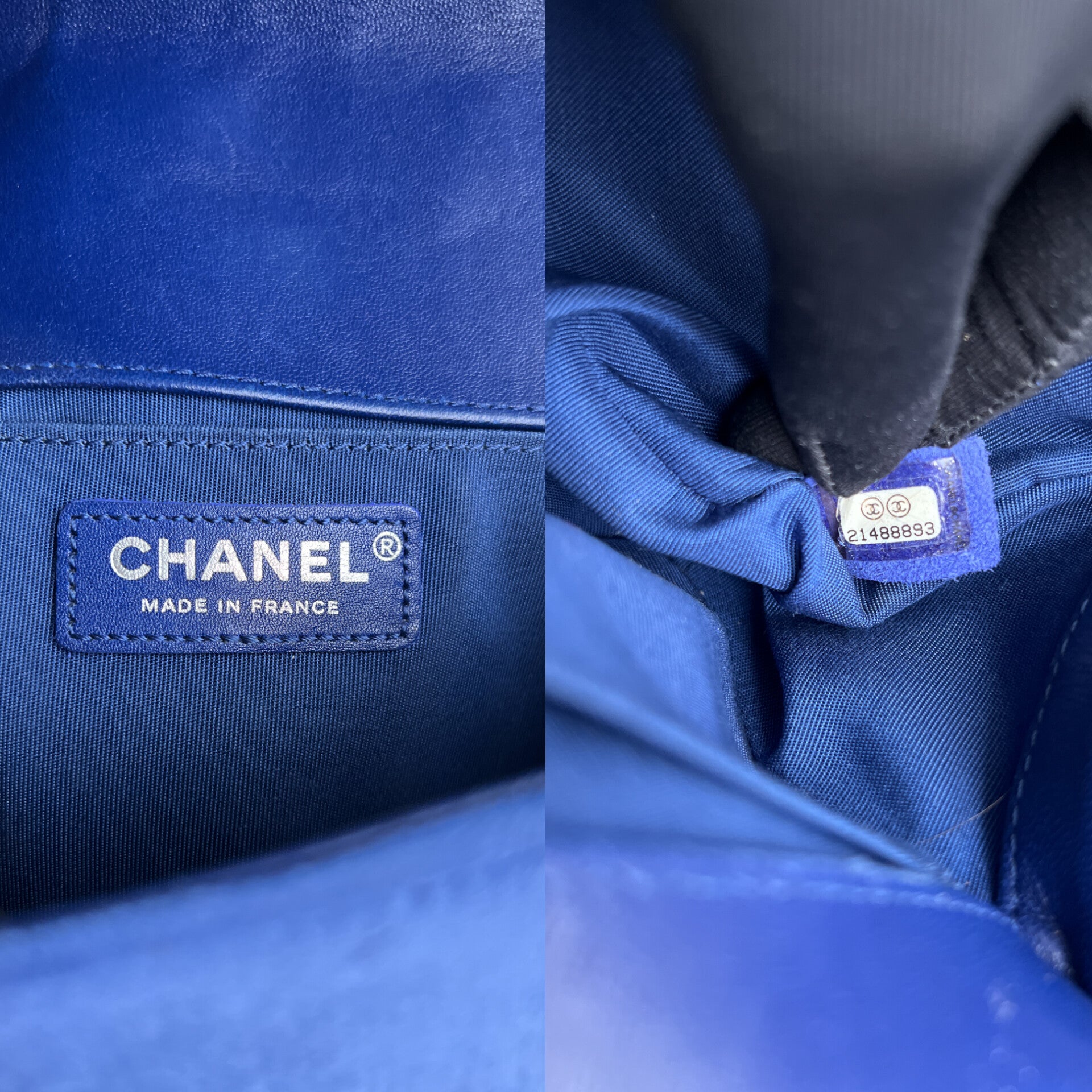 Authentic Chanel Old Boy velvet blue crossbody
