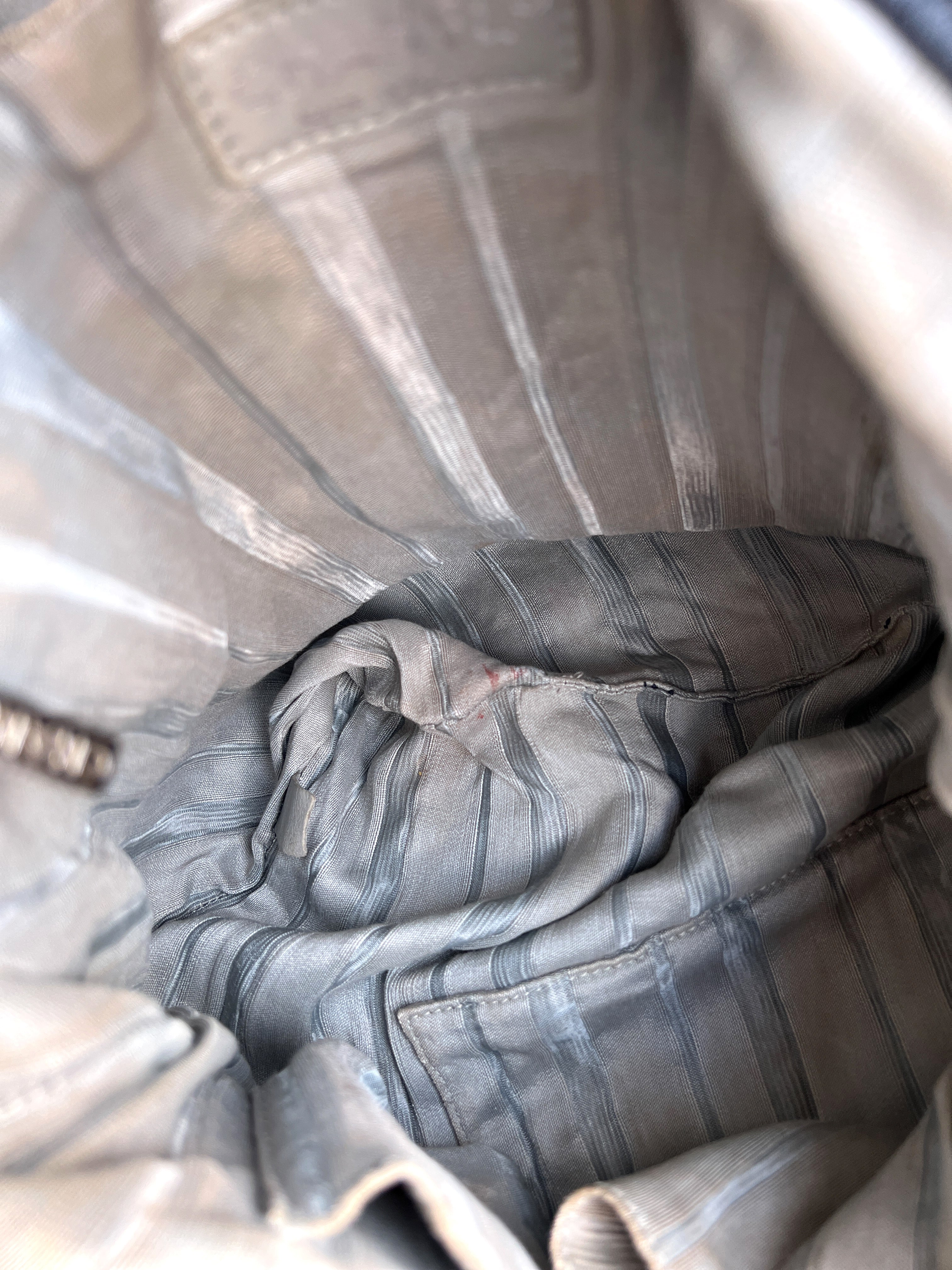 Chanel Denim Discus Large Drawstring Tote Shoulder Shopping CC Bag