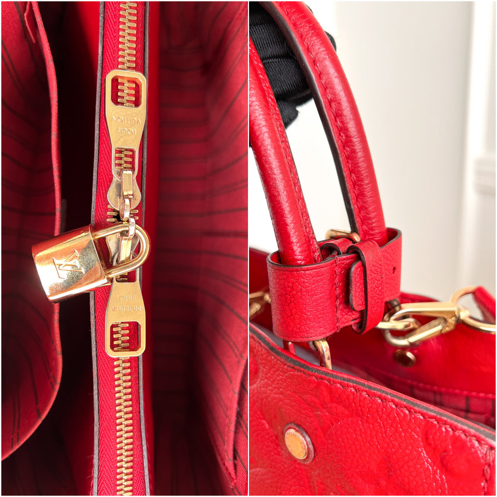 Authentic LV Montaigne MM Empreinte Monogram Red