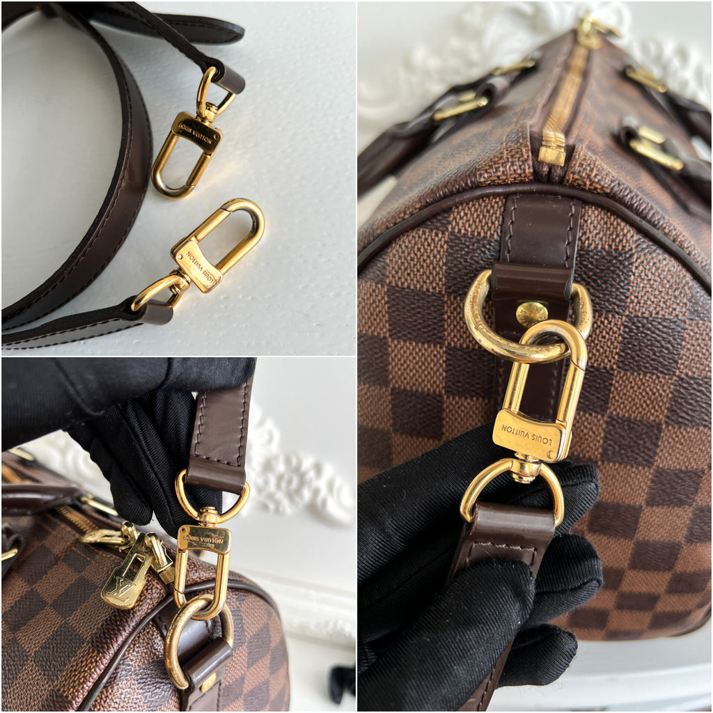 Authentic Louis Vuitton Speedy 30 damier ebene bandouliere crossbody satchel bag