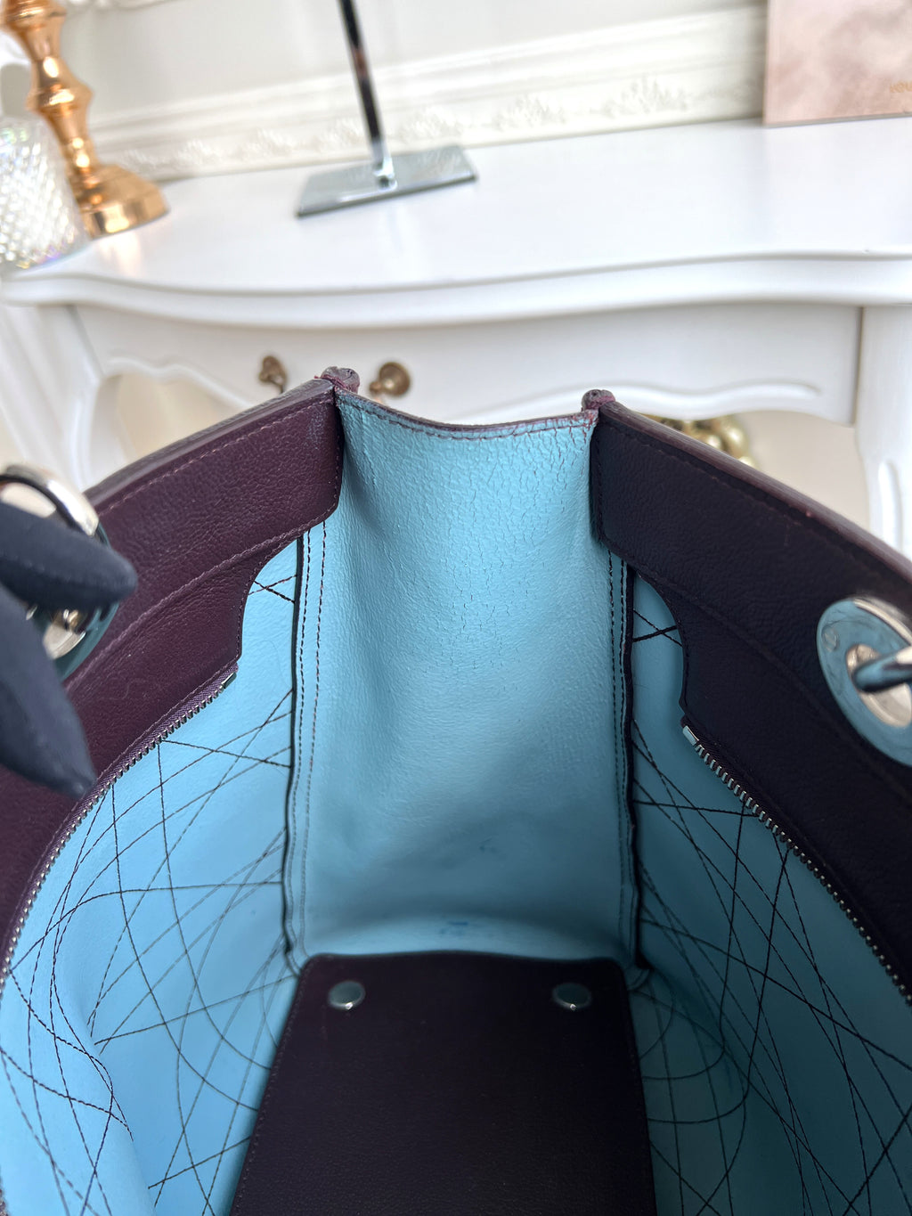 Christian Dior Burgundy Ultradior Quilted Tote Bag