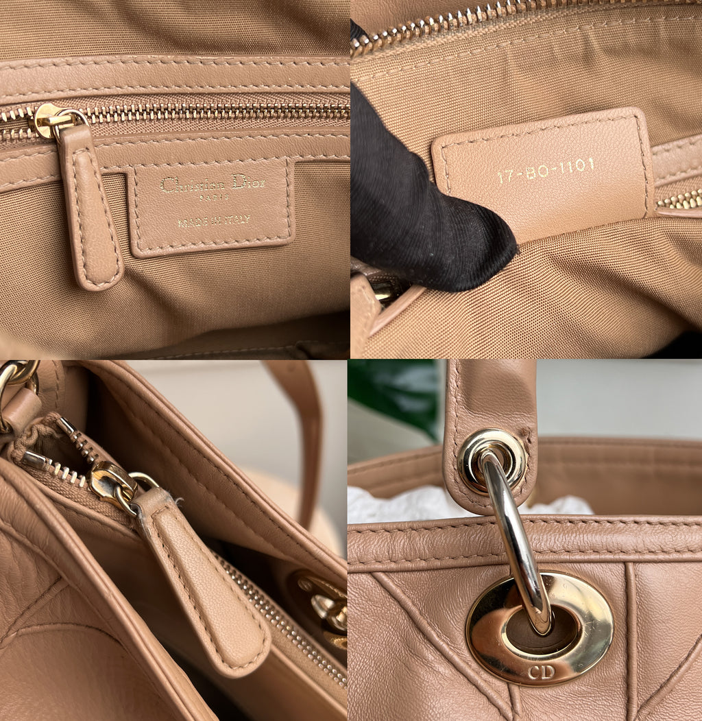 Christian Dior Tote Beige Cannage Granville Leather Bag