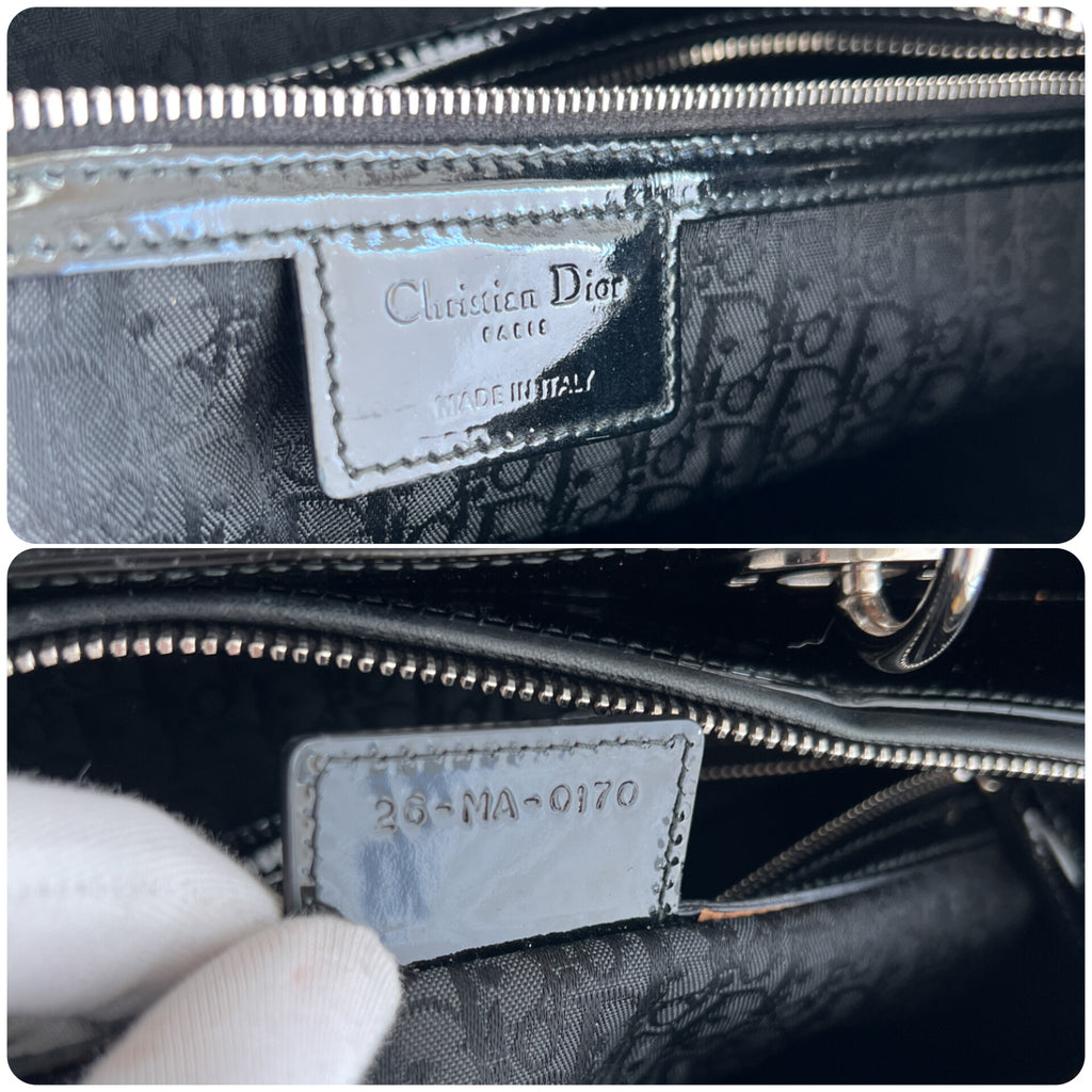Christian  Dior Cannage Petent XL Calfskin Shopper black with keychain