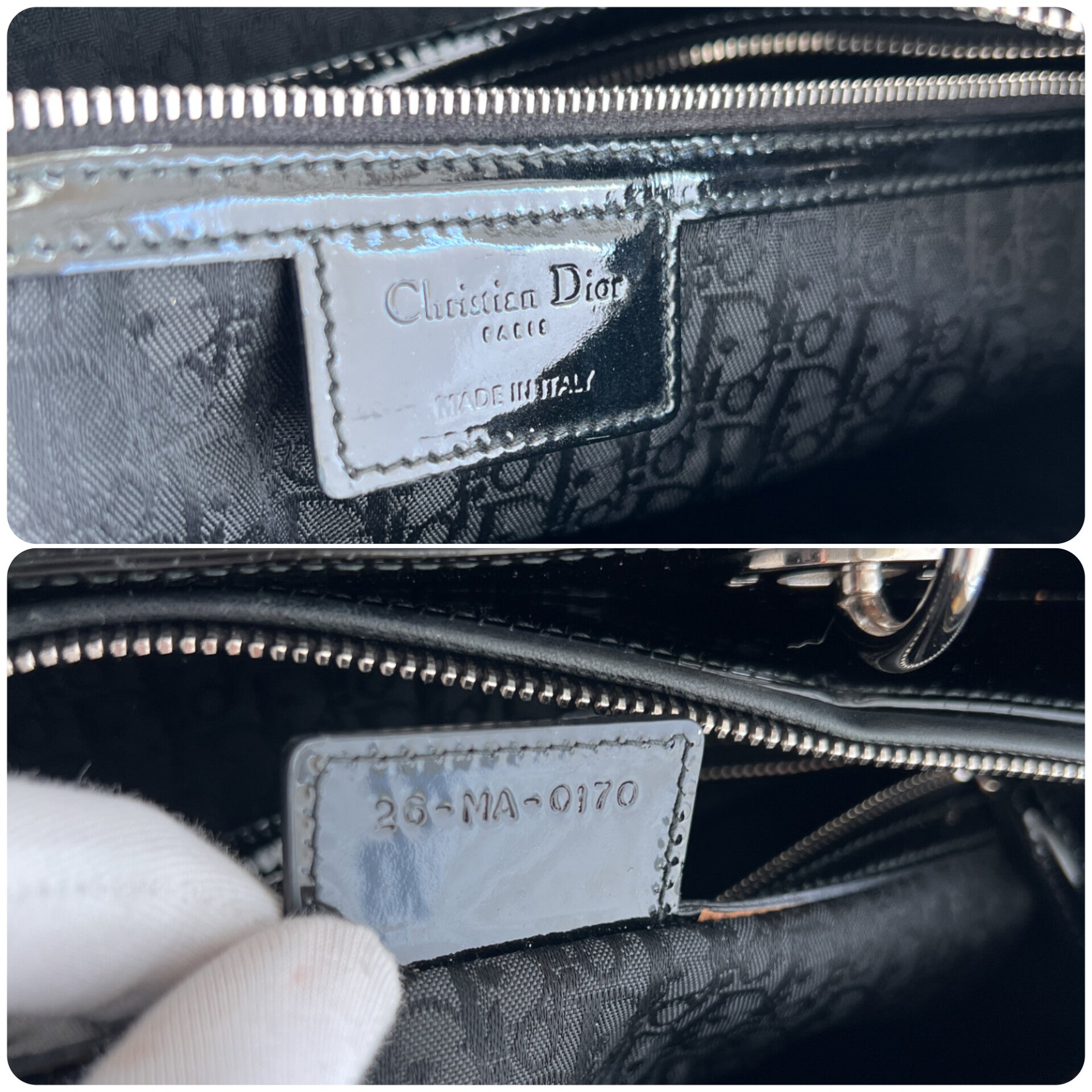 Christian  Dior Cannage Petent XL Calfskin Shopper black with keychain
