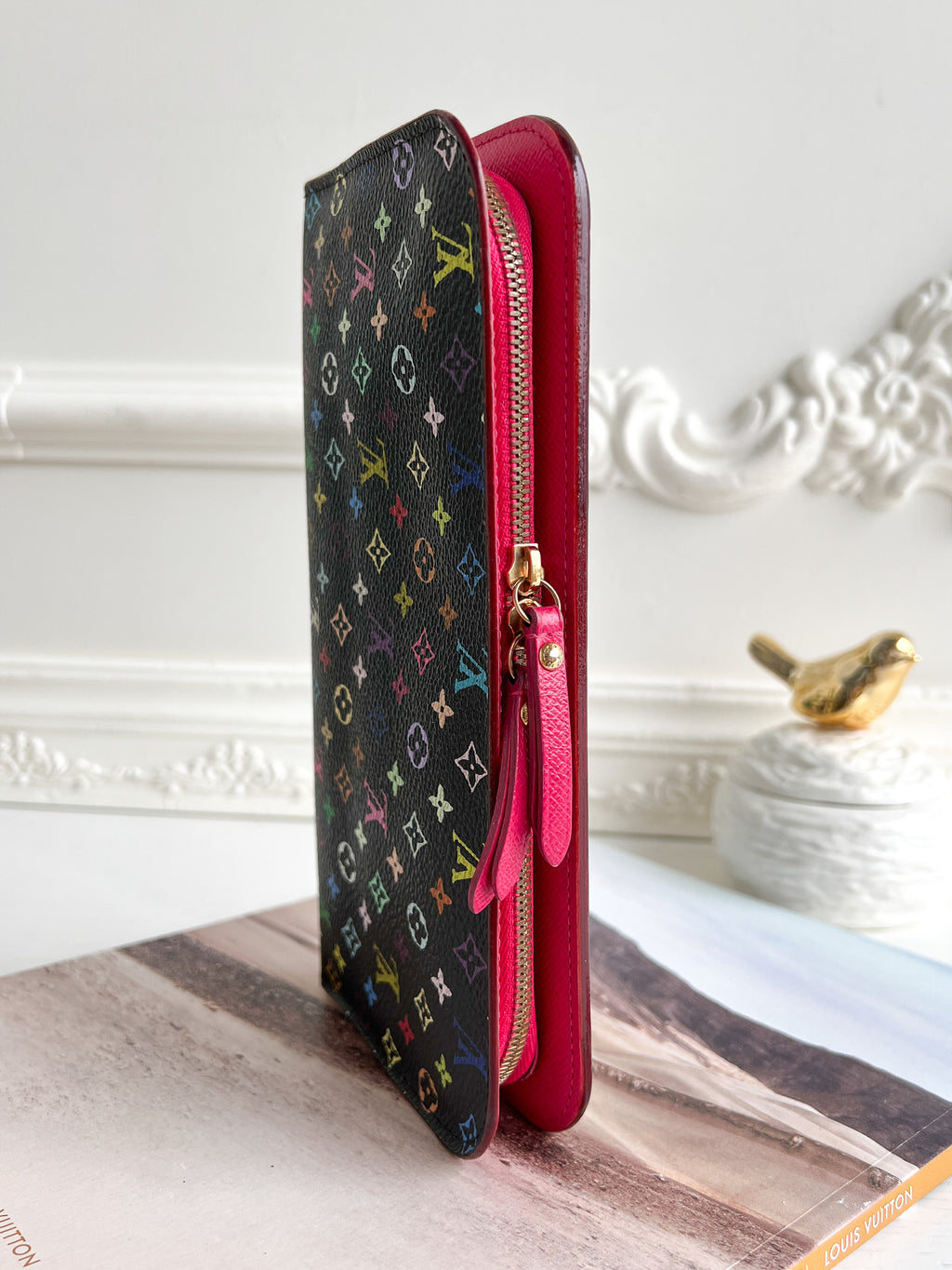 Authentic Louis Vuitton long monogram multicolor black wallet