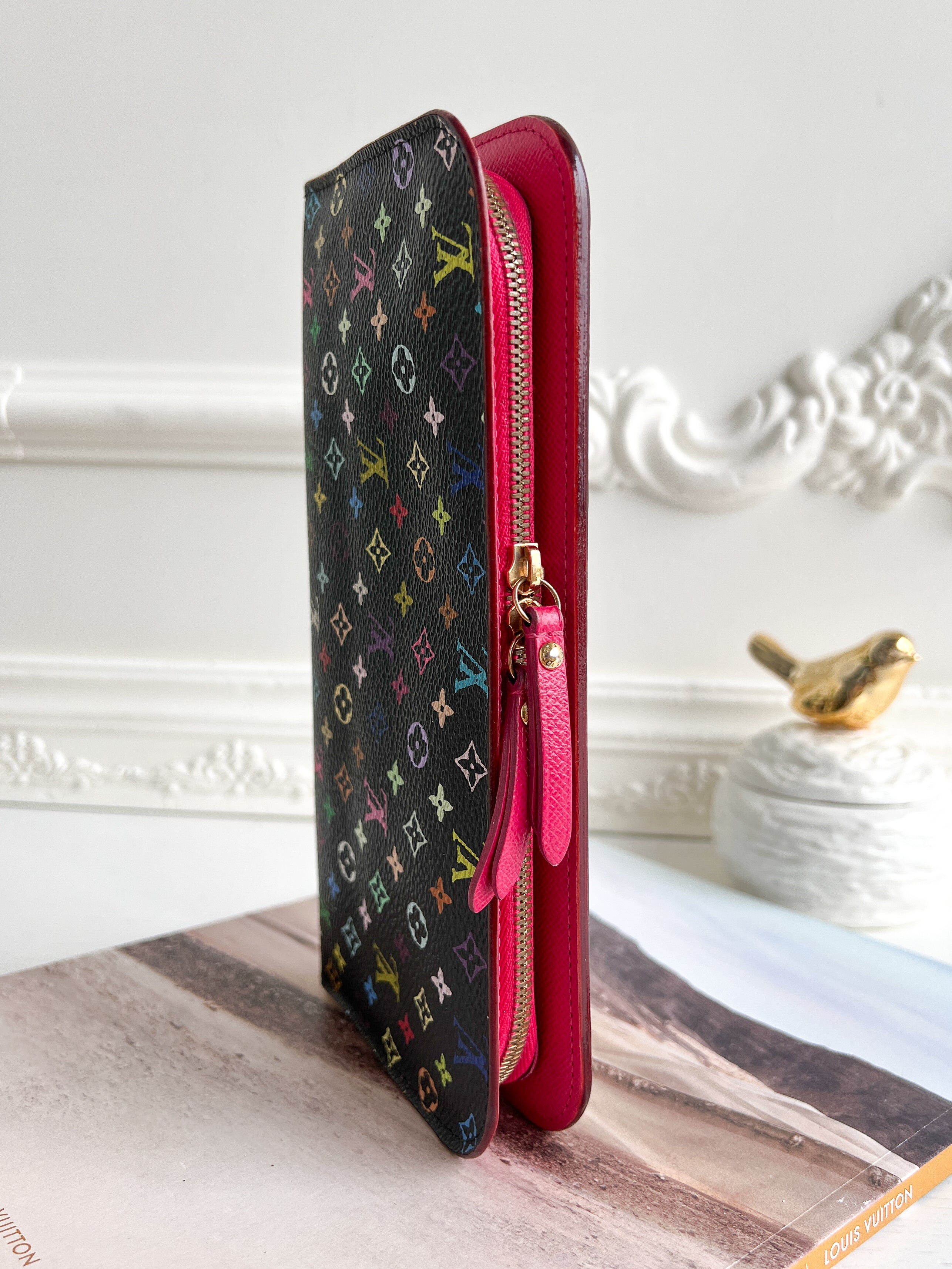 Authentic Louis Vuitton long monogram multicolor black wallet