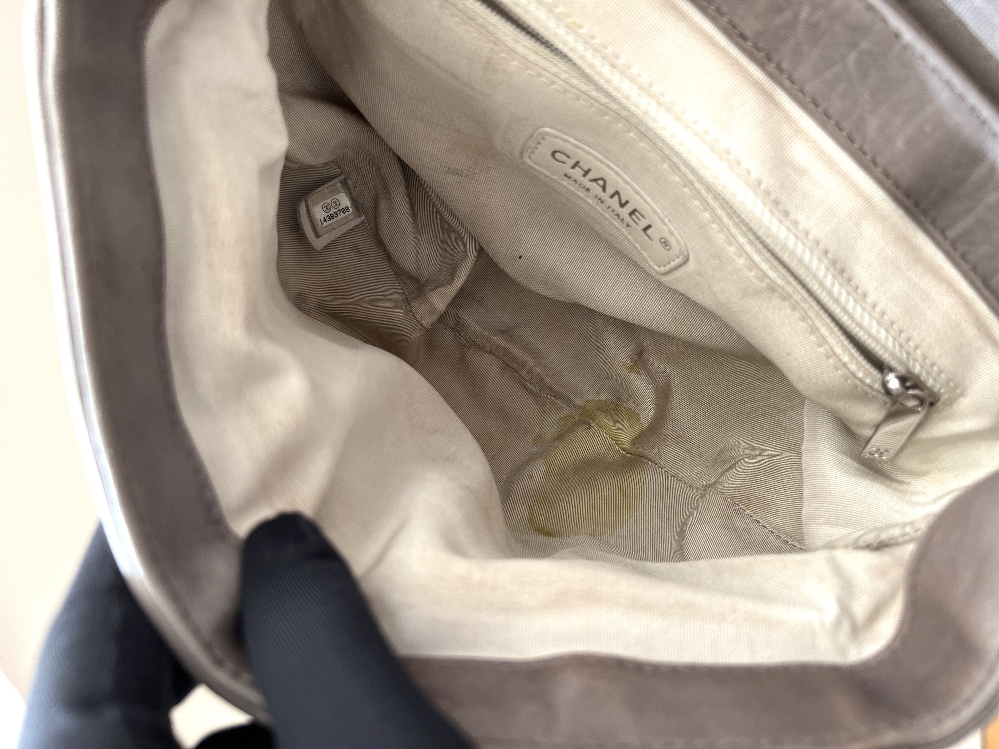 Chanel Quilted Large Chain Flap Taupe Crossbody Gray-Beige Clutch