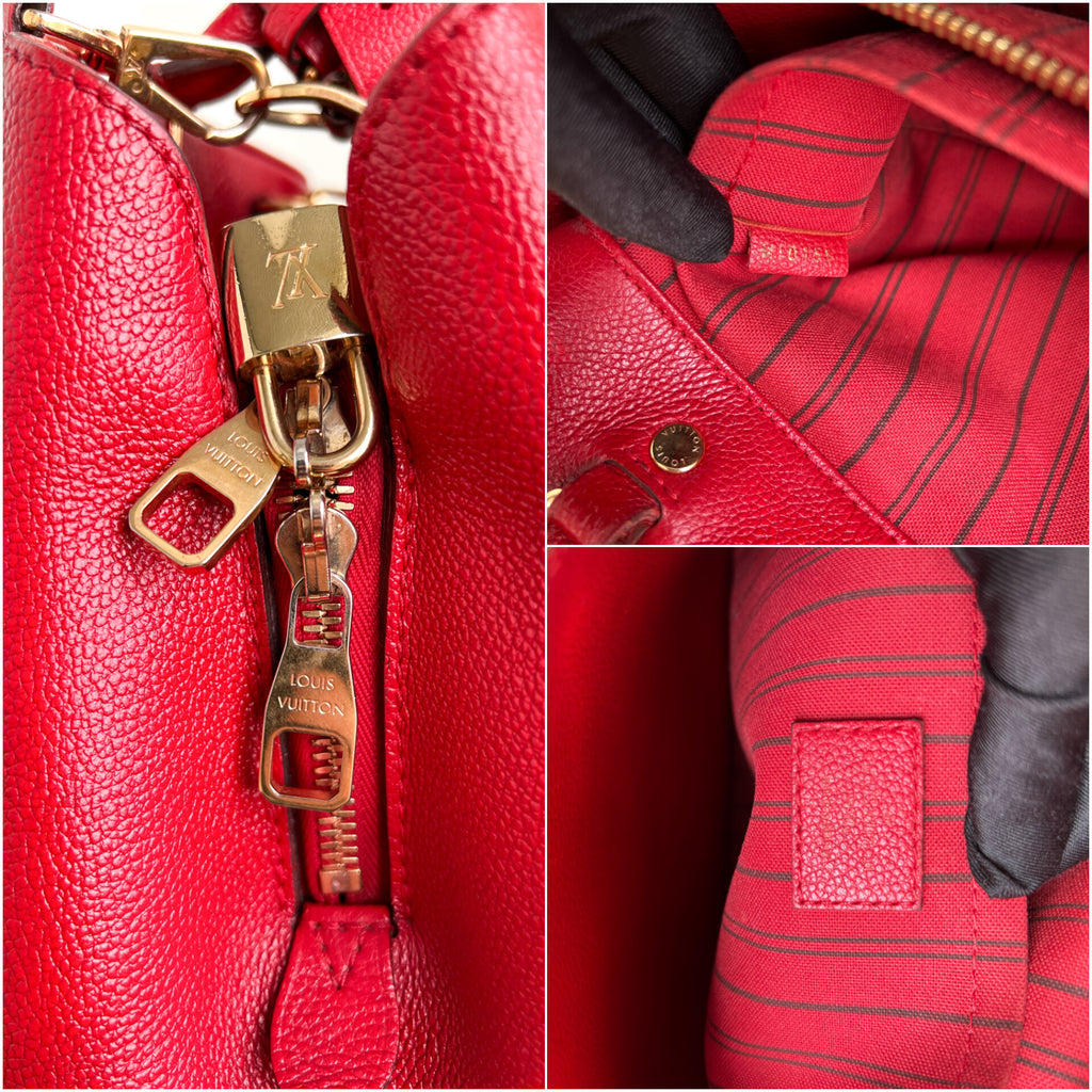 Authentic LV Montaigne MM Empreinte Monogram Red