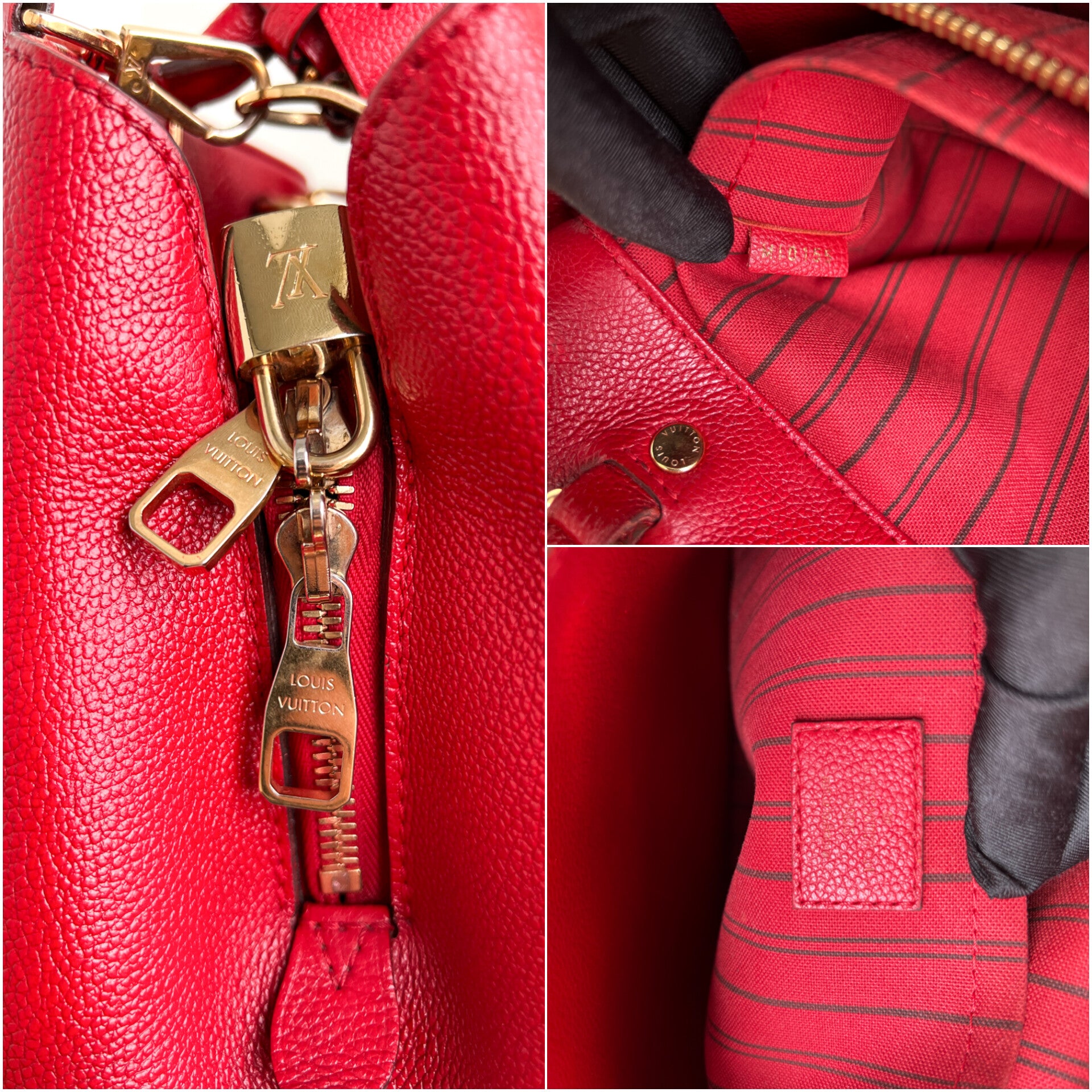 Authentic LV Montaigne MM Empreinte Monogram Red