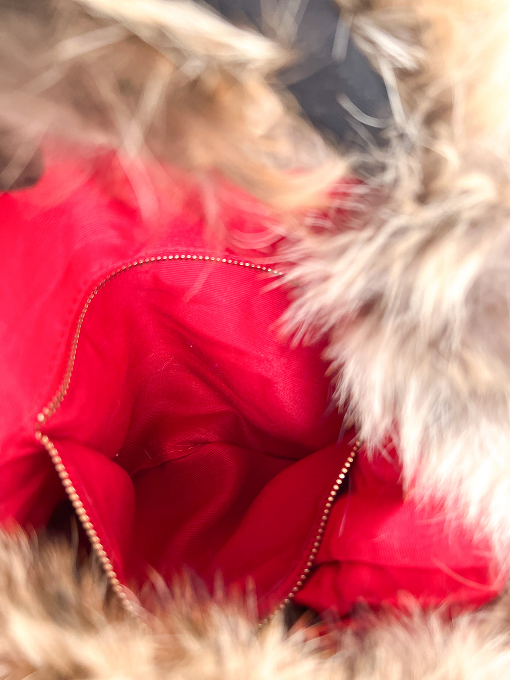 Authentic Christian Louboutin Marianna medium rider coyote fur chains shoulder handbag