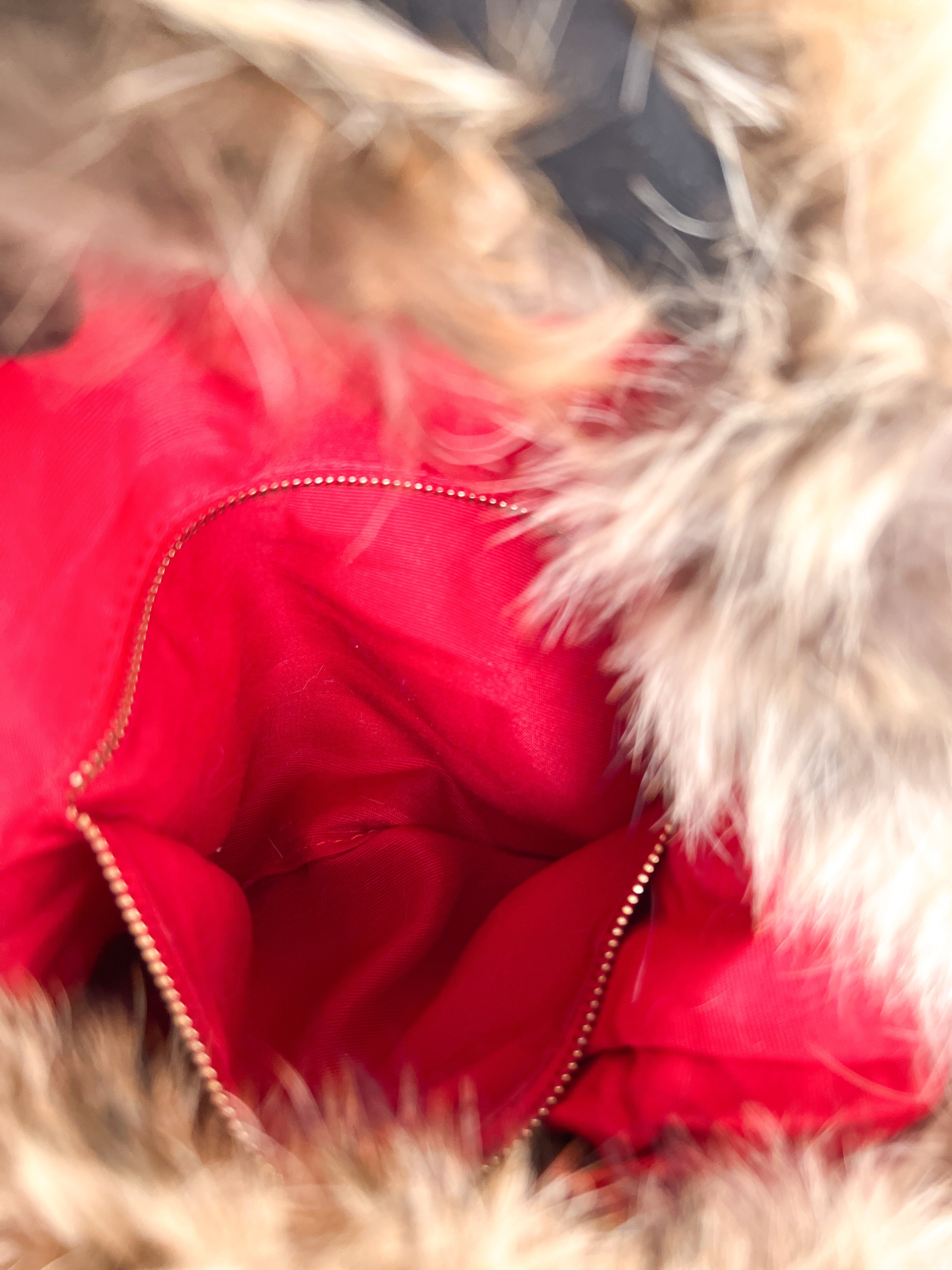 Authentic Christian Louboutin Marianna medium rider coyote fur chains shoulder handbag