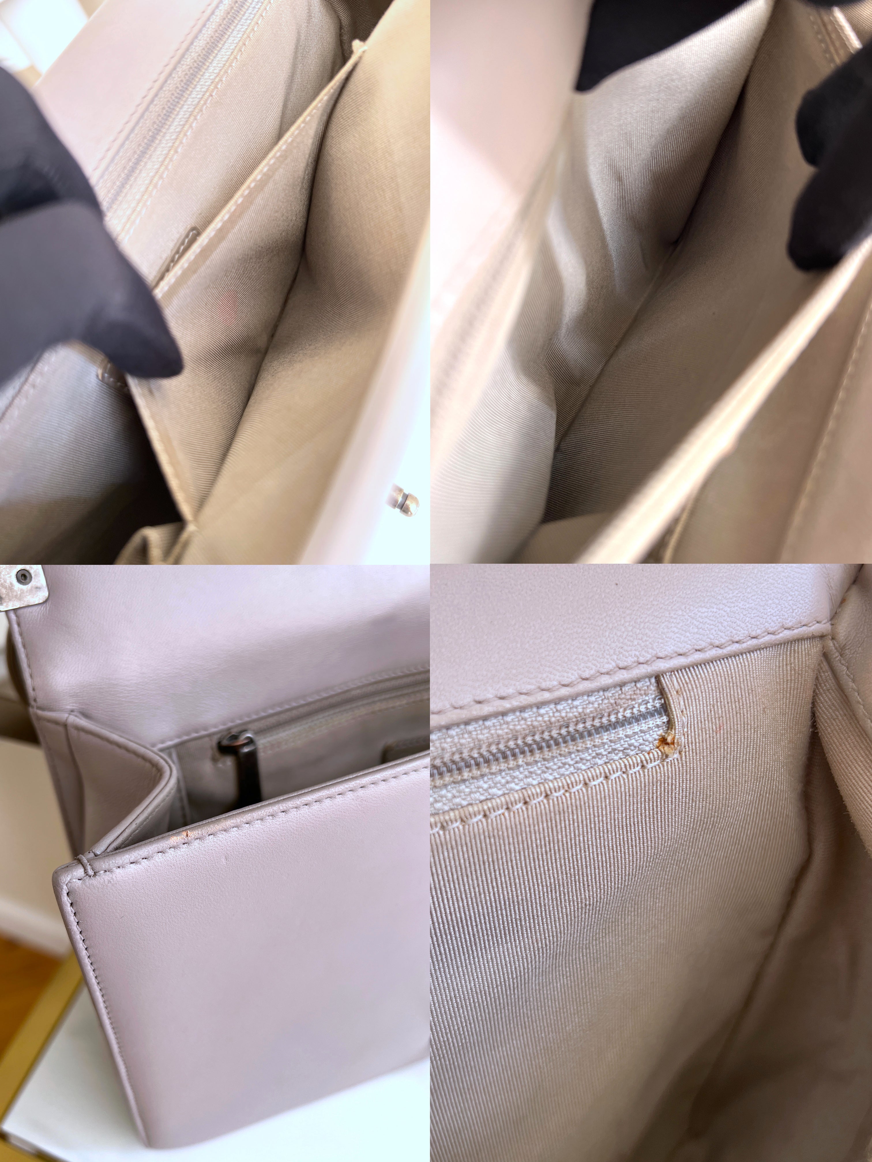 Chanel Boy New Medium Lambskin Grey Crossbody Bag