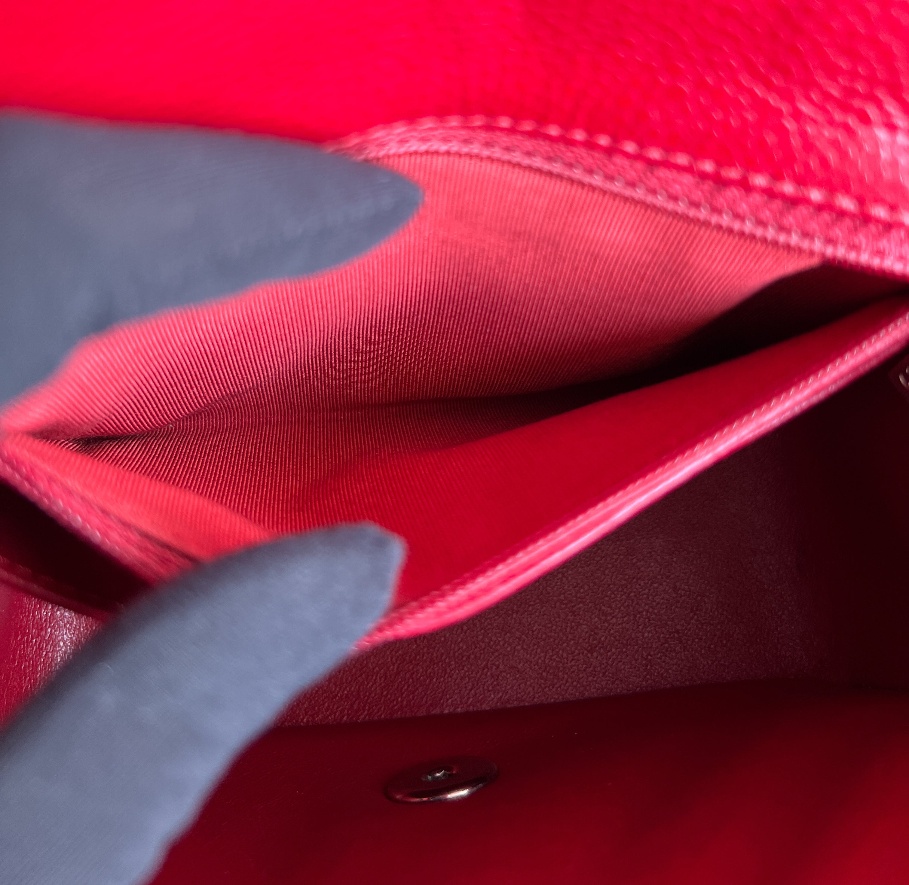 Chanel Classic Squared Caviar Red Leather Crossbody Bag