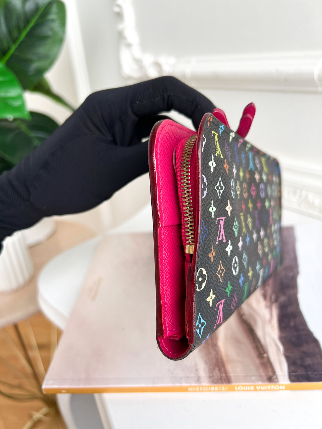 Authentic Louis Vuitton long monogram multicolor black wallet
