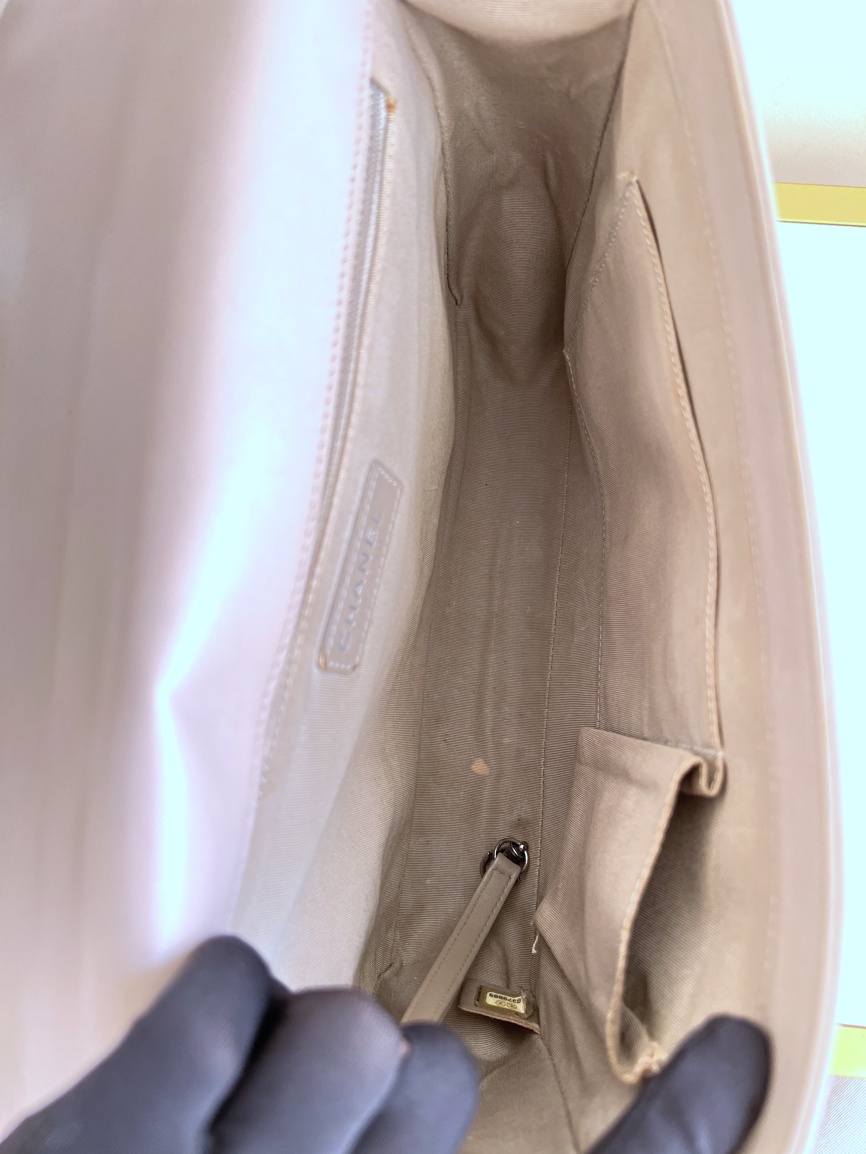 Chanel Boy New Medium Lambskin Grey Crossbody Bag