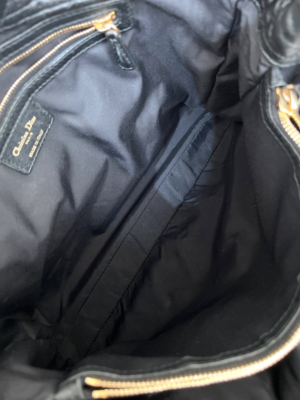 Christian Dior Tote Canage Black Quilted Leather Bag