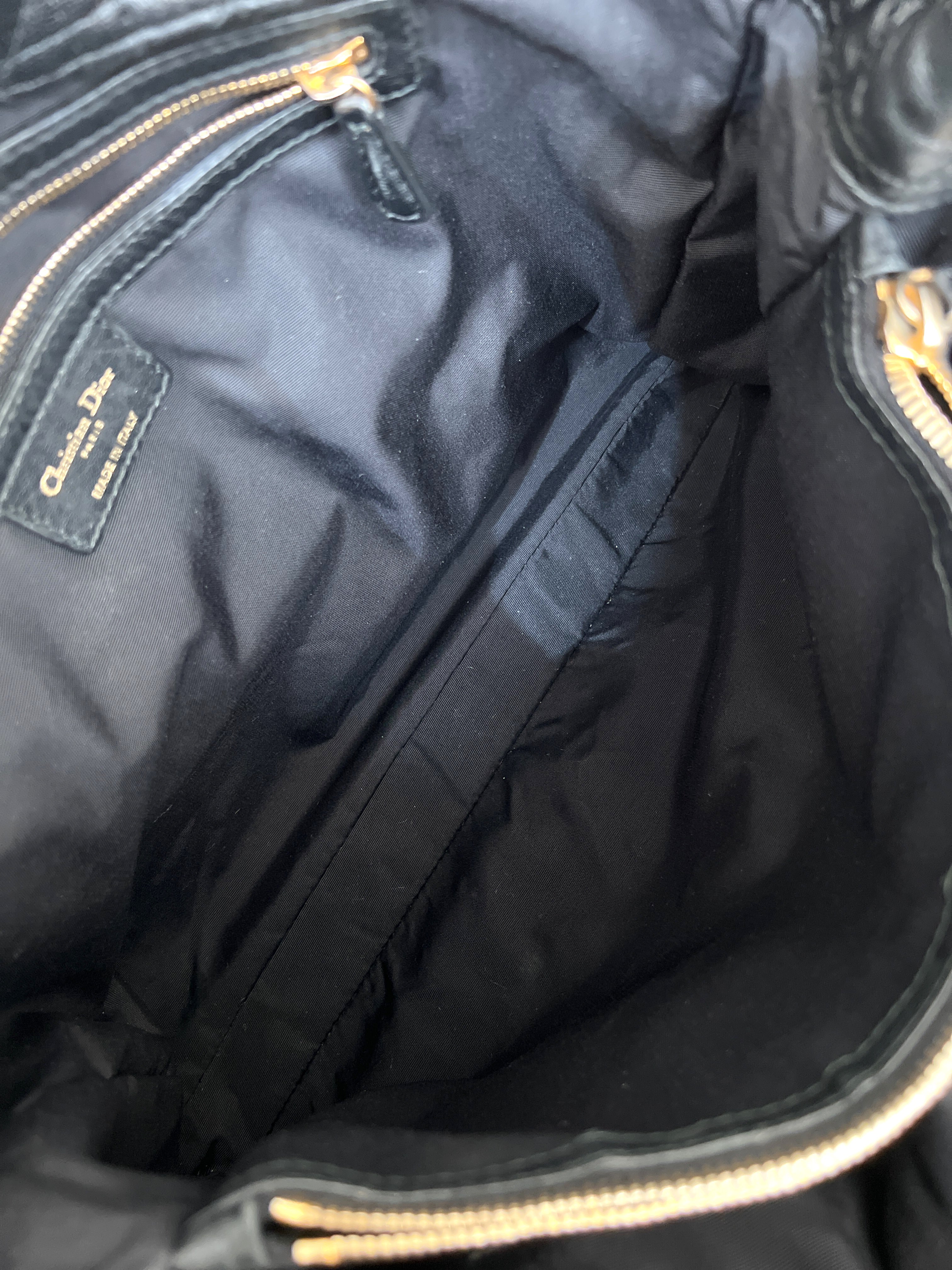 Christian Dior Tote Canage Black Quilted Leather Bag