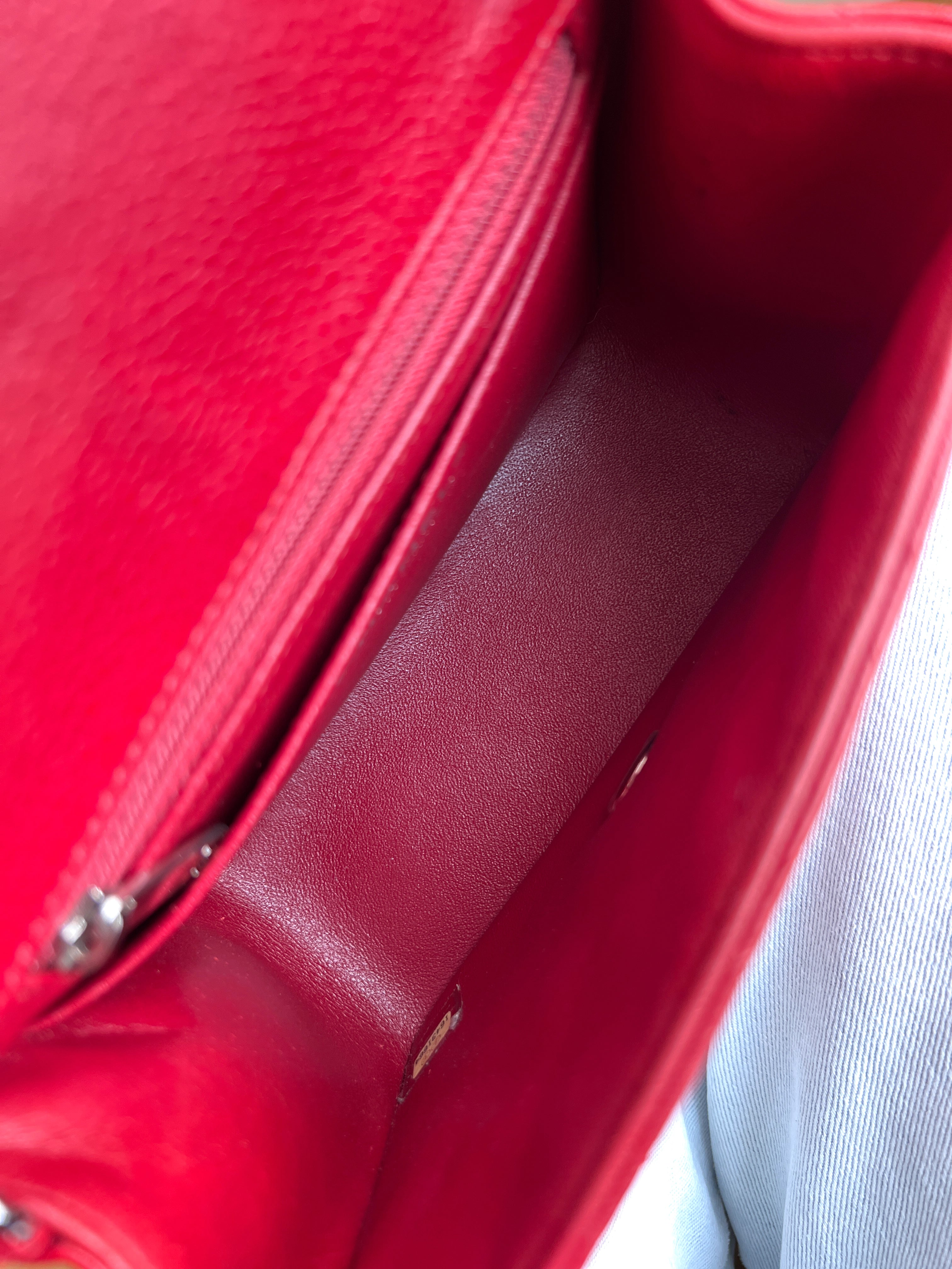 Chanel Classic Squared Caviar Red Leather Crossbody Bag