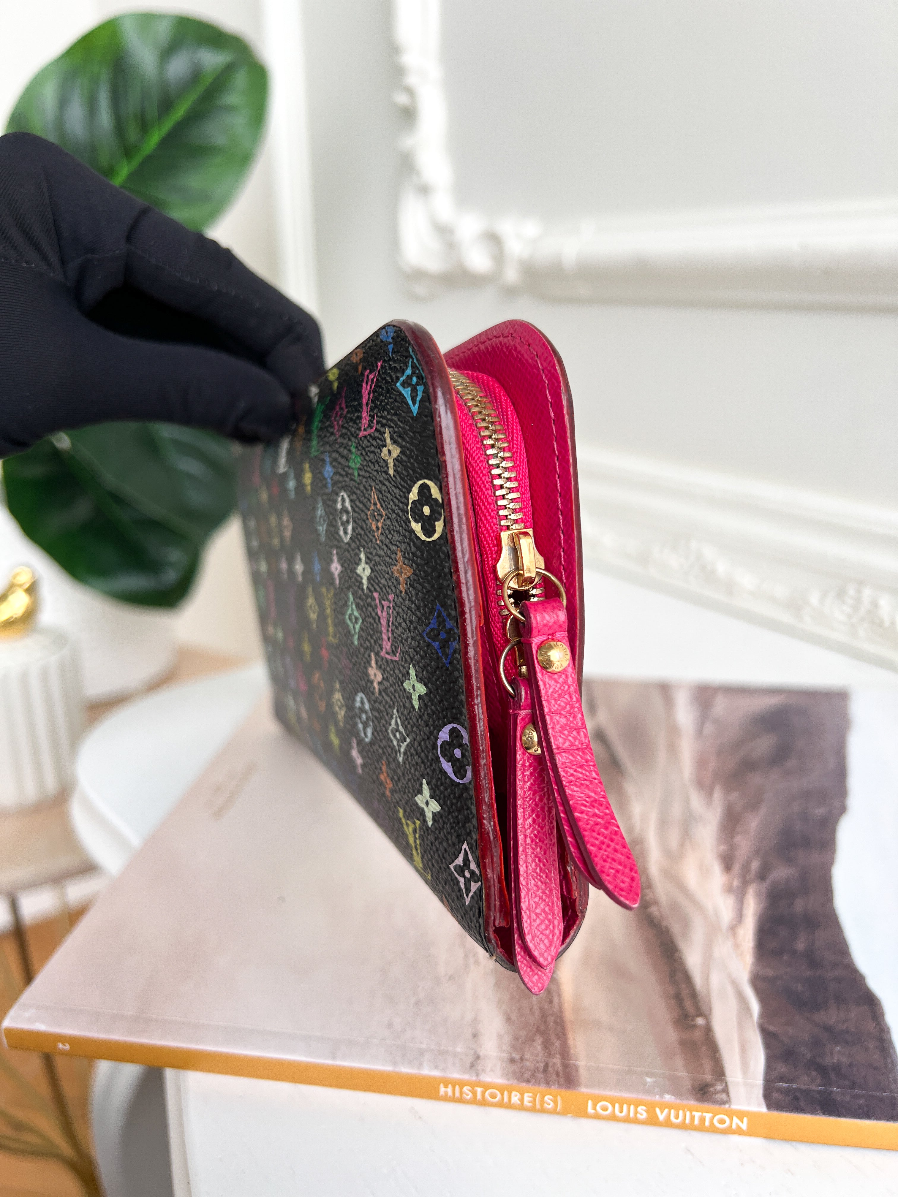 Authentic Louis Vuitton long monogram multicolor black wallet