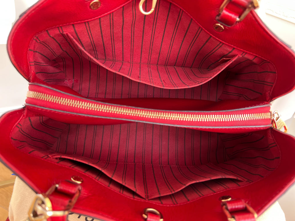 Authentic LV Montaigne MM Empreinte Monogram Red