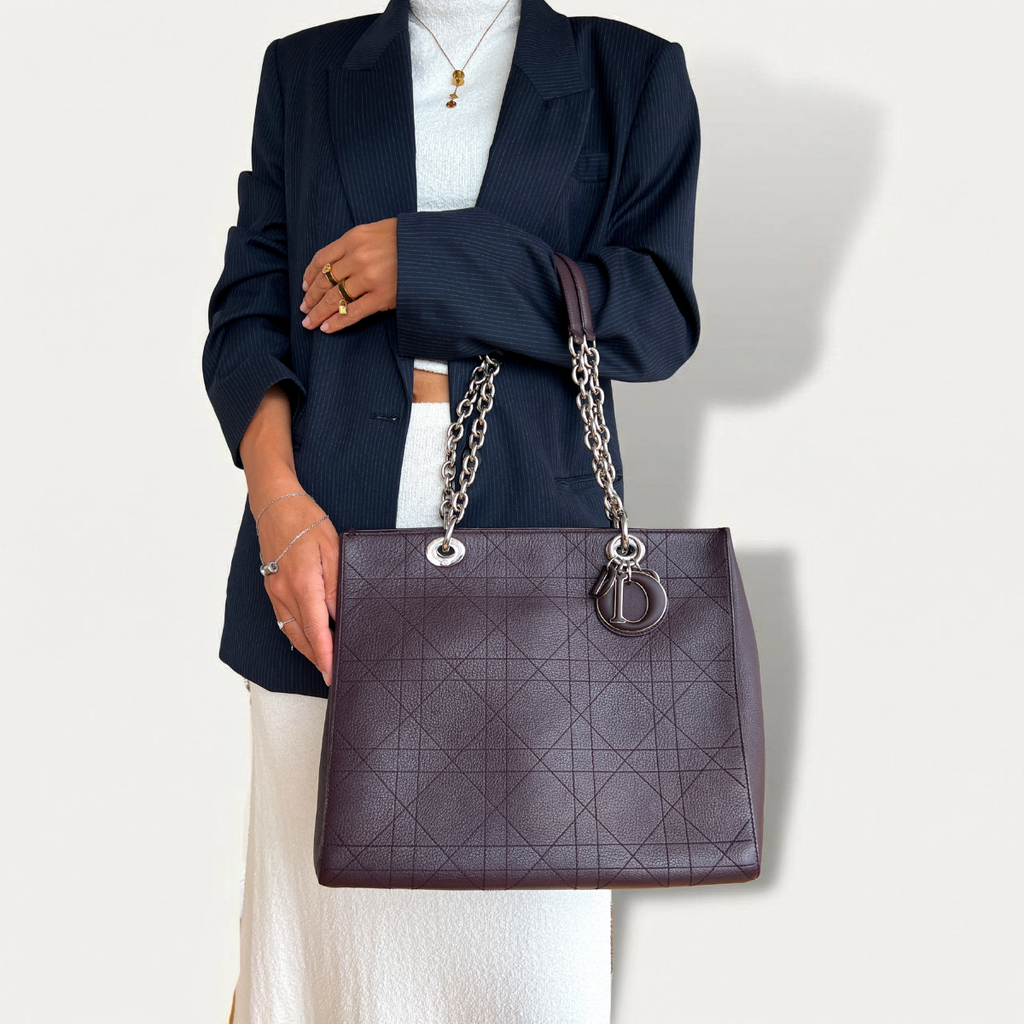 Christian Dior Burgundy Ultradior Quilted Tote Bag