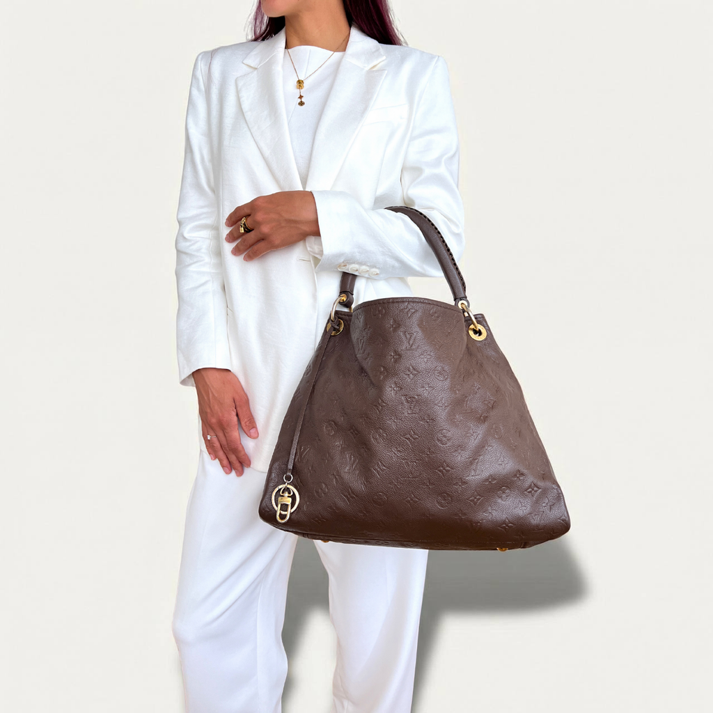 Louis Vuitton Artsy Brown Empreinte Monogram Shopper Hobo Shoulder Bag