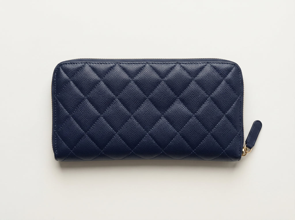 Authentic Chanel wallet blue caviar Classic long Zippy Clutch