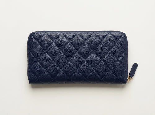 Authentic Chanel wallet blue caviar Classic long Zippy Clutch