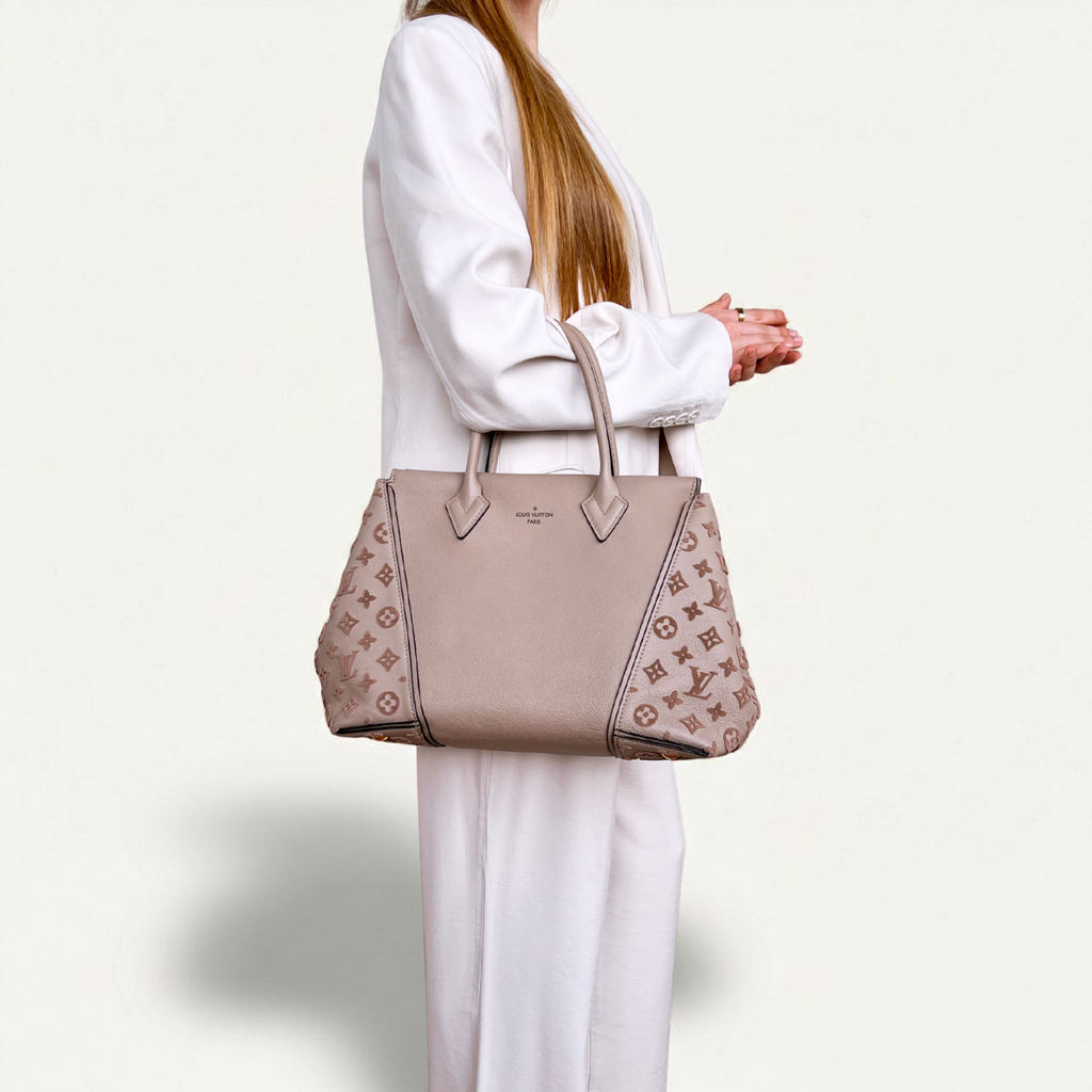 Louis Vuitton W Tote Veau Cachemire Calfskin  suede brown bag