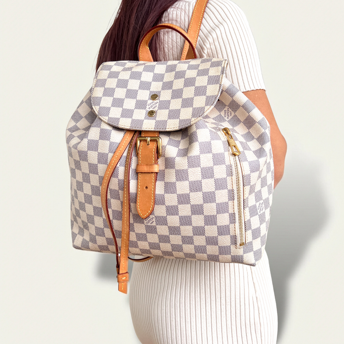 louis vuitton backpack sperone Louis Vuitton Backpack Sperone Azur Damier Pink Inside – Baggarium