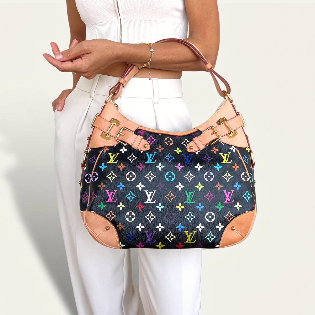 Sac Louis Vuitton Greta Multicolore Noir Murakami Monogramme Noir