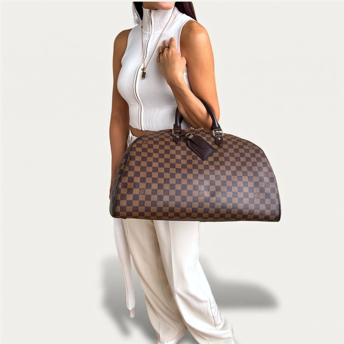 Sac de voyage Louis Vuitton Ribera Damier Ebene Boston GM