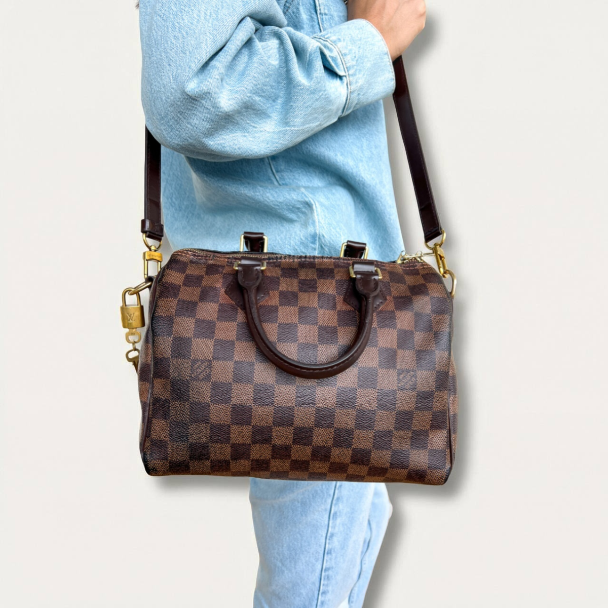 LV Speedy 25 damier ebene Bandouliere crossbody