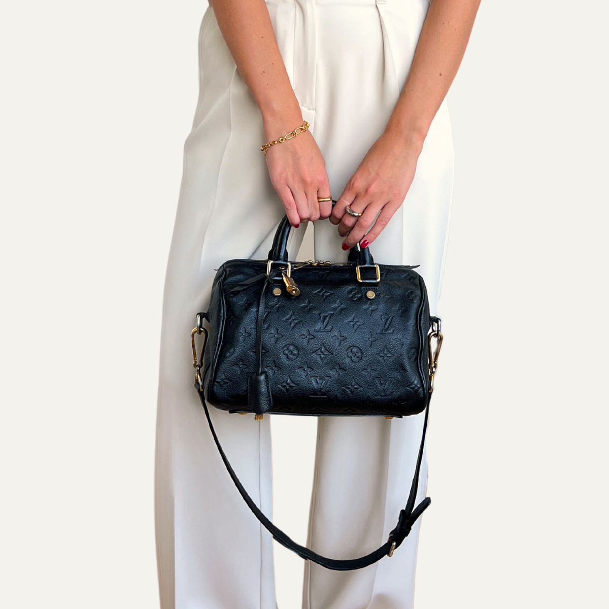 Louis Vuitton Speedy 25 Empreinte Black Monogram Crossbody Bag