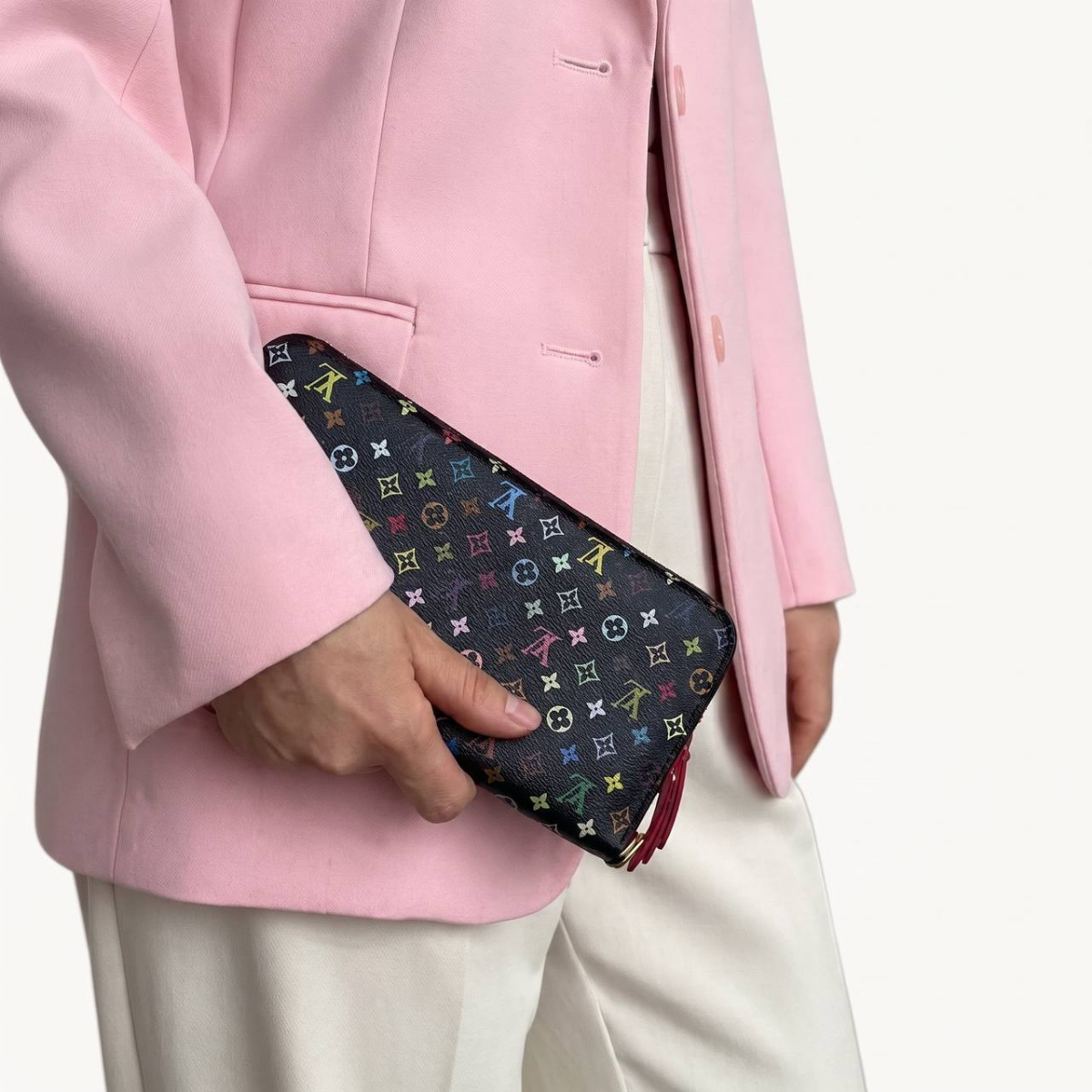Authentic Louis Vuitton long monogram multicolor black wallet