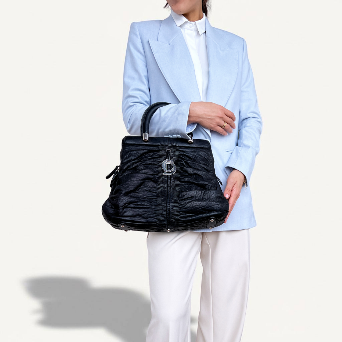 Christian Dior Karenina Large tote leather  Textured black  handbag