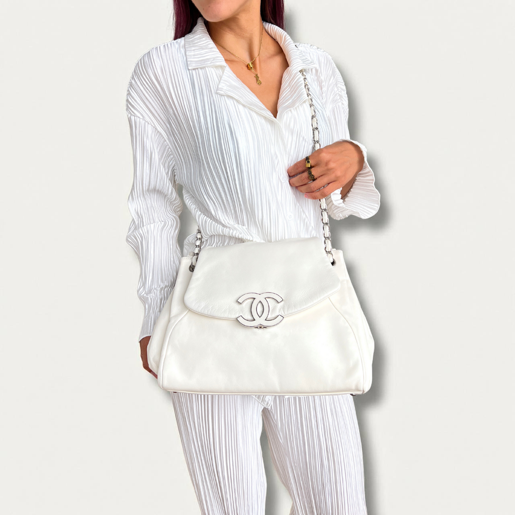 Chanel Sensual Accordion Flap Leather Lambskin CC Chain Crossbody Bag