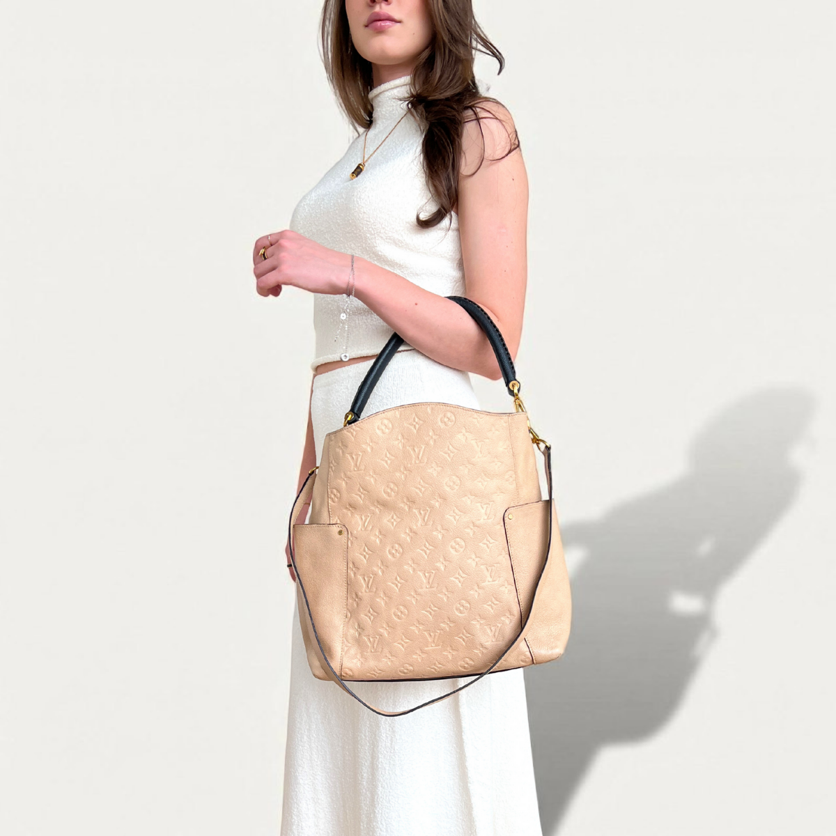Louis Vuitton Bagatelle Empreinte Dune Beige Tote Shopper Bag