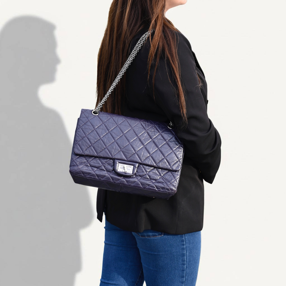 Chanel Reissue Jumbo Calfskin Dark Purple Handbag France