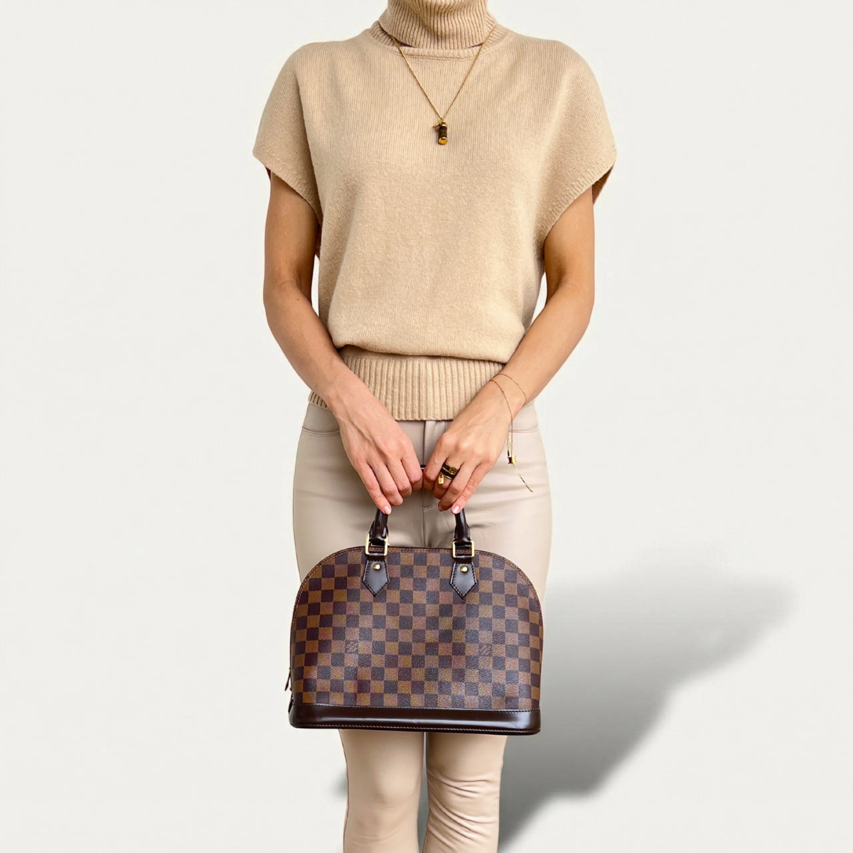 LOUIS VUITTON Alma PM Damier Ebene Satchel Handbag